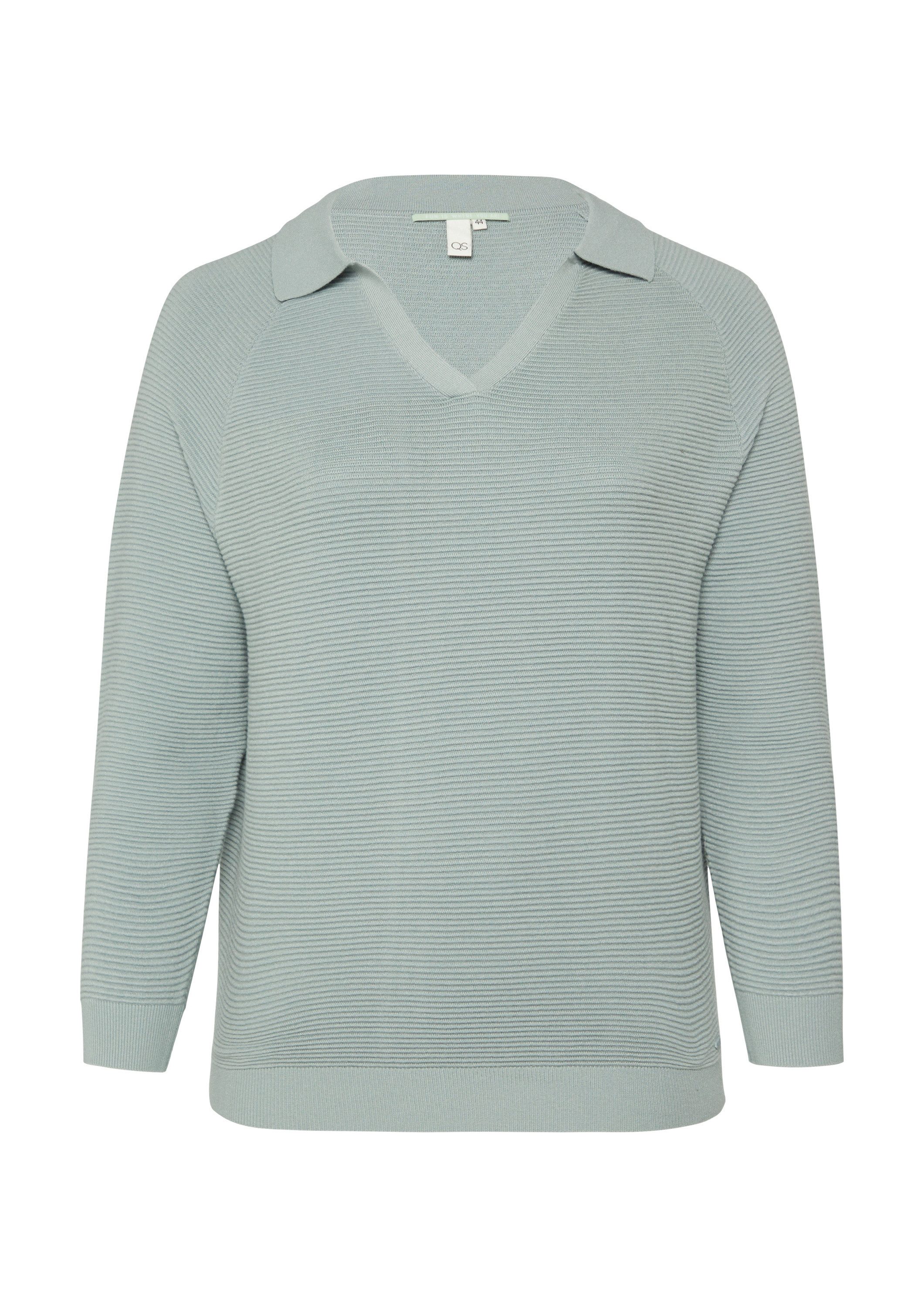 QS Longpullover Strickpullover Strukturierter Pullover mit Polokragen günstig online kaufen