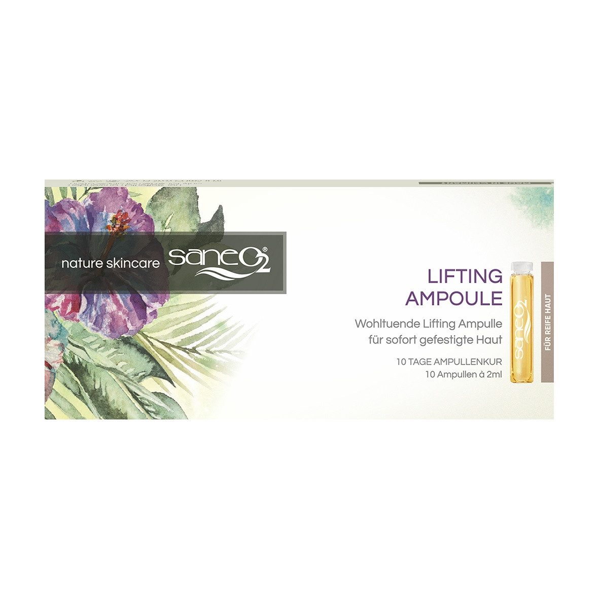 GW Nature Cosmetic Gesichtsserum SaneO2® Lifting Ampullen 10 x 2 ml, 100 % Wirkstoffe mit „Natürlichem Botox“ & AOO