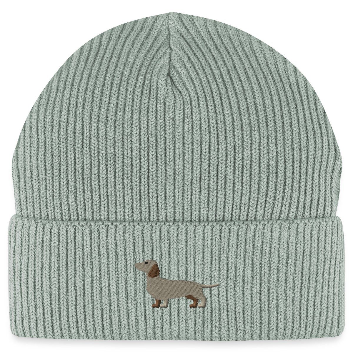 Spreadshirt Beanie Dackel Stickerei Fisherman Beanie Bio Mütze (1-St) günstig online kaufen