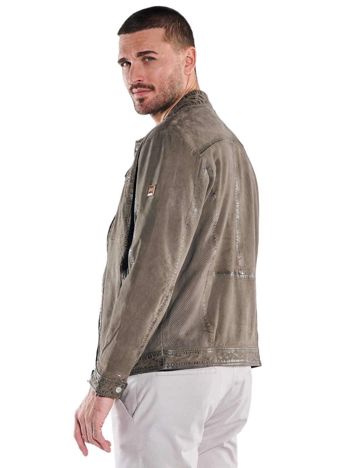 emilio adani Lederjacke Herren Sportive Lammlederjacke, Khaki