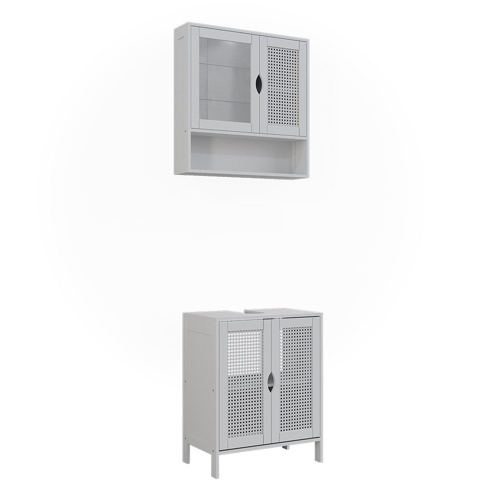 Vicco Badmöbel-Set Liora, Weiß, 2 Teile, (2-St., 2er Set)