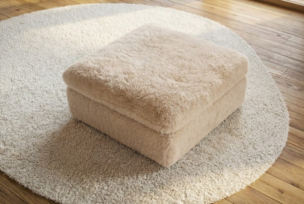riess-ambiente Fußhocker YETI 100cm beige/sand - Shaggy-Stoff, Plüsch, langflorig, für Sofa (Einzelartikel, 1 St), Flauschiger Sitz - ideal für trendy & cozy Wohnräume und Urban Lofts