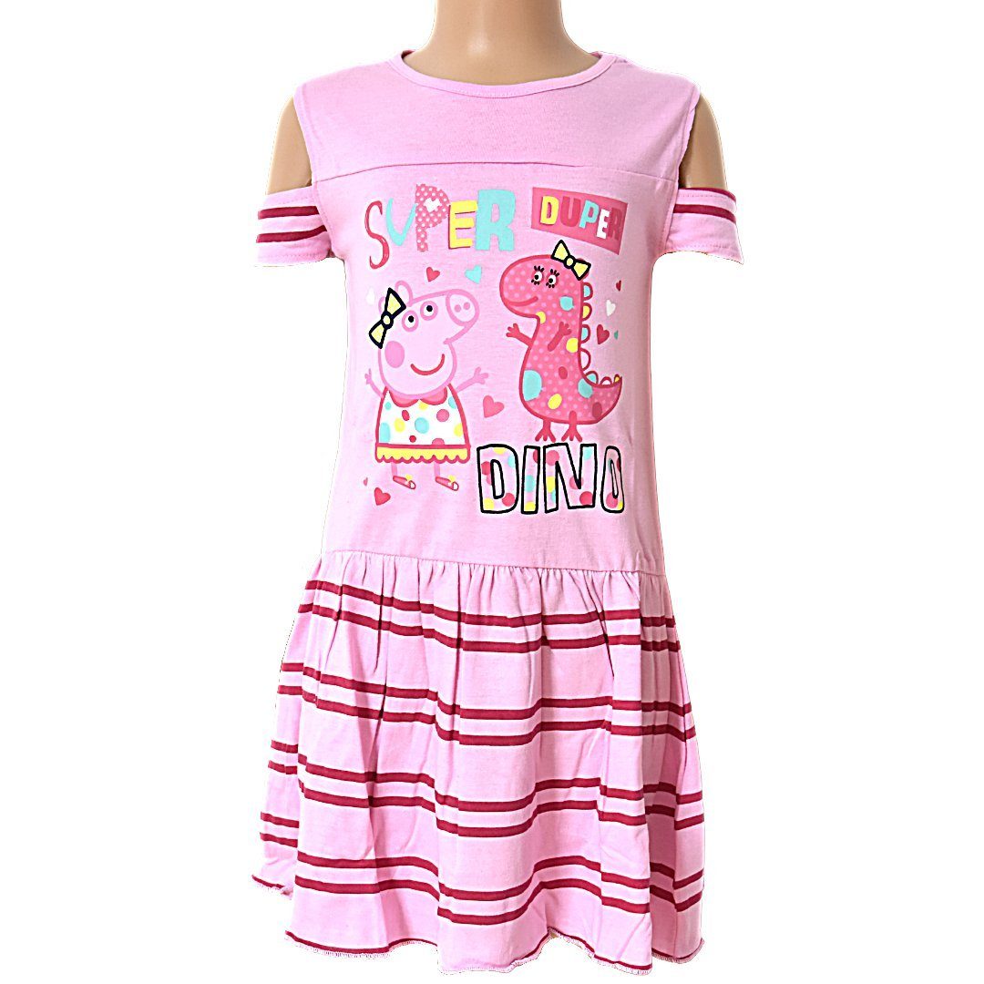 Peppa Pig Sommerkleid Peppa Wutz Off-Shoulder Jerseykleid für Mädchen Gr. 92-116 cm Rosa