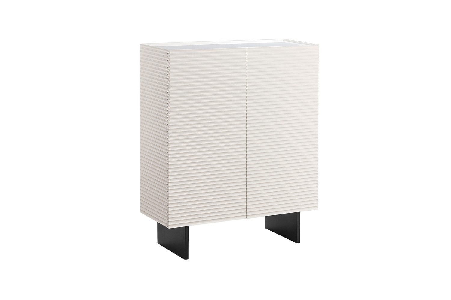 KAWOLA Highboard LYNN moderne Kommode, viel Stauraum, 2 Türen lackiert weiß, Einlegeböden verstellbar