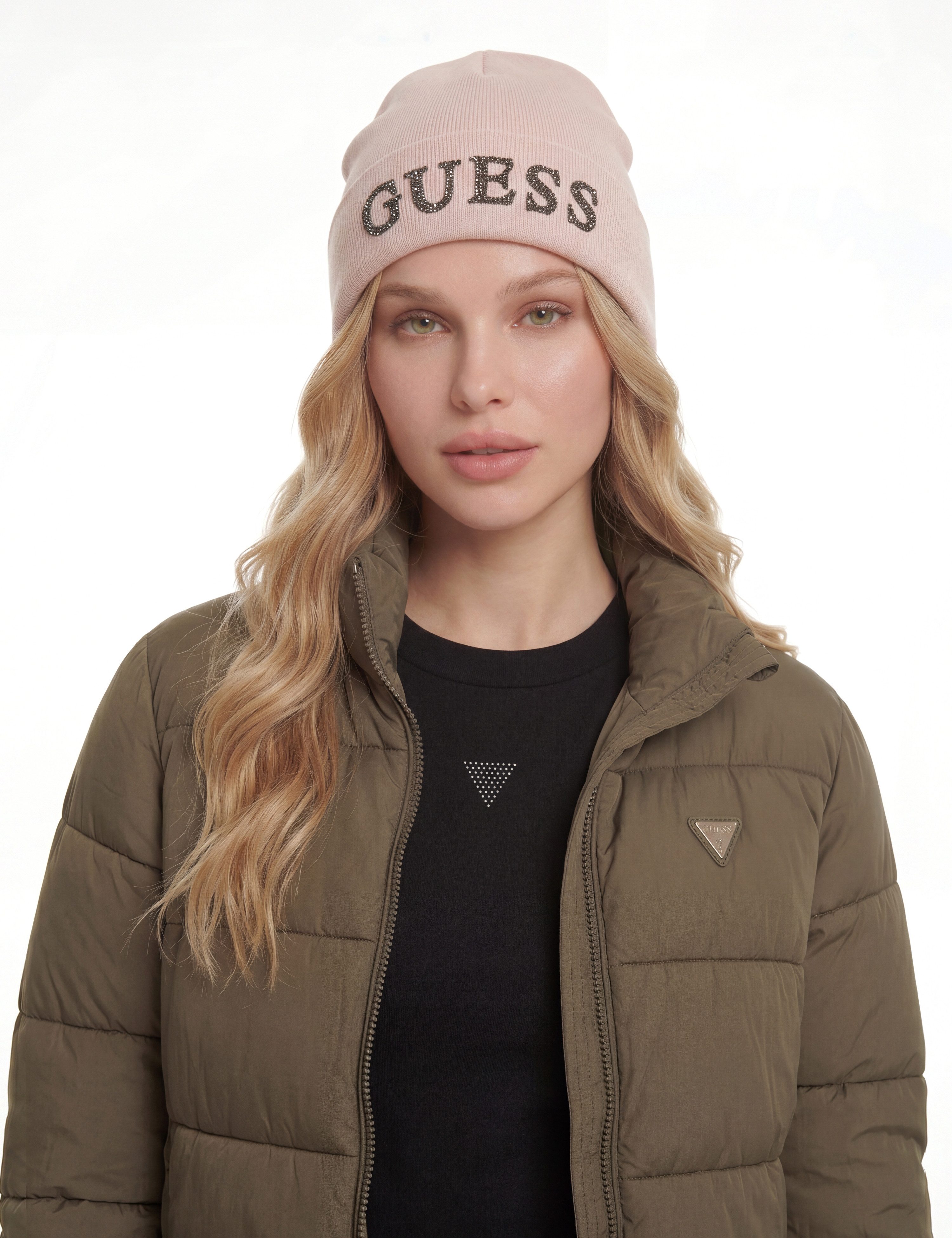 Guess Strickmütze BEANIE mit verziertem Logoschriftzug