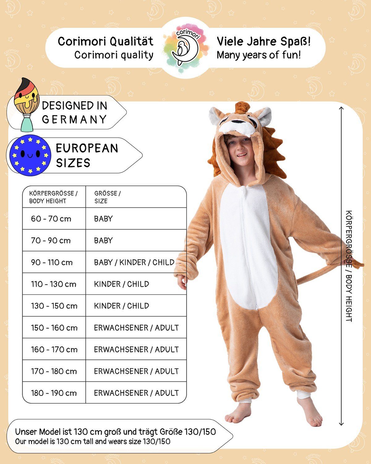 Jungen, für Simba, (2-tlg) Flauschiges Löwen-Kostüm Haarreif, der Mädchen, Löwen Kinder Corimori König Fasching, mit Jumpsuit