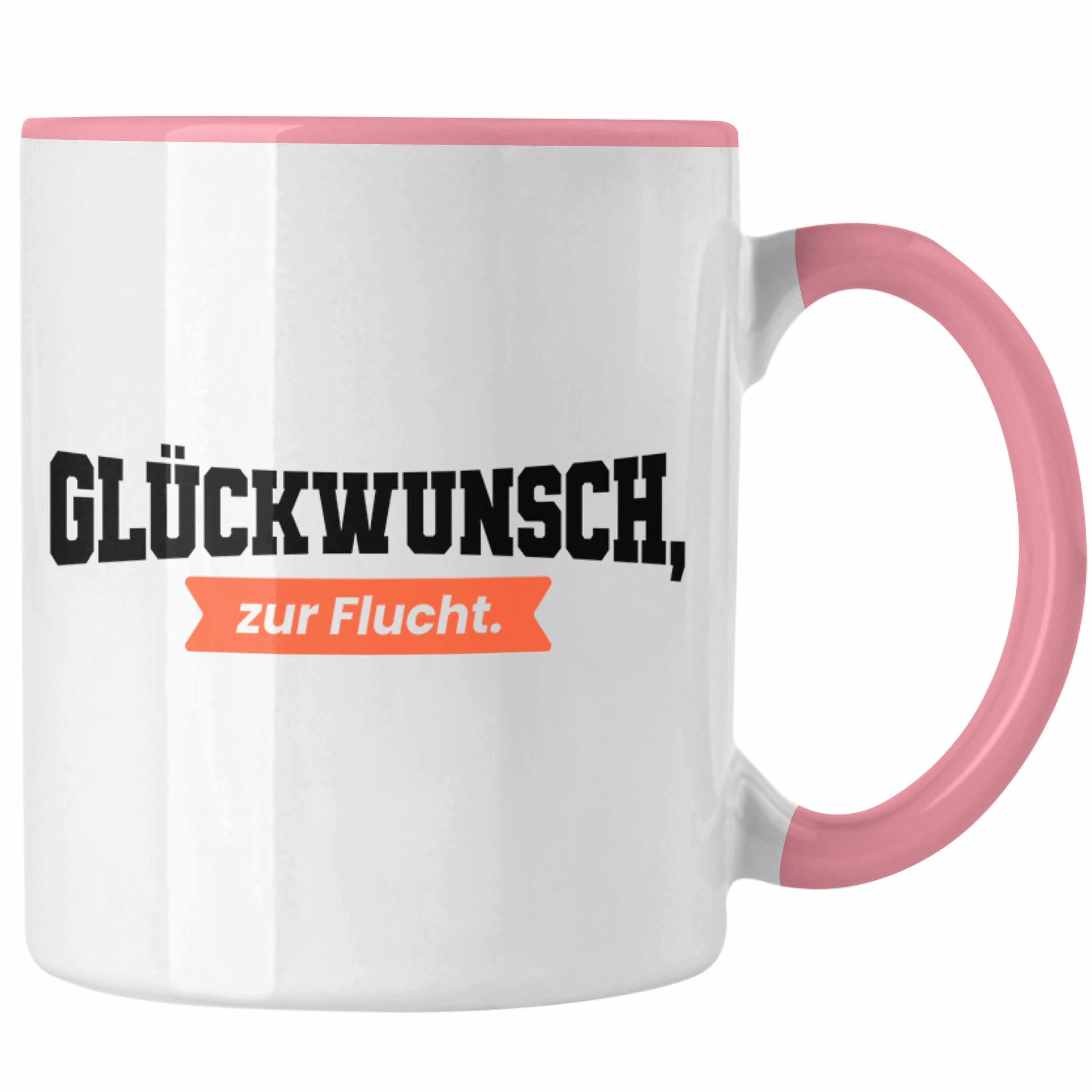 Trendation Tasse Trendation - Jobwechsel Abschiedsgeschenk Kollegin Glückwunsch Lustig Abschied Kollege Tasse Rosa Zur Geschenk Flucht Sprüche