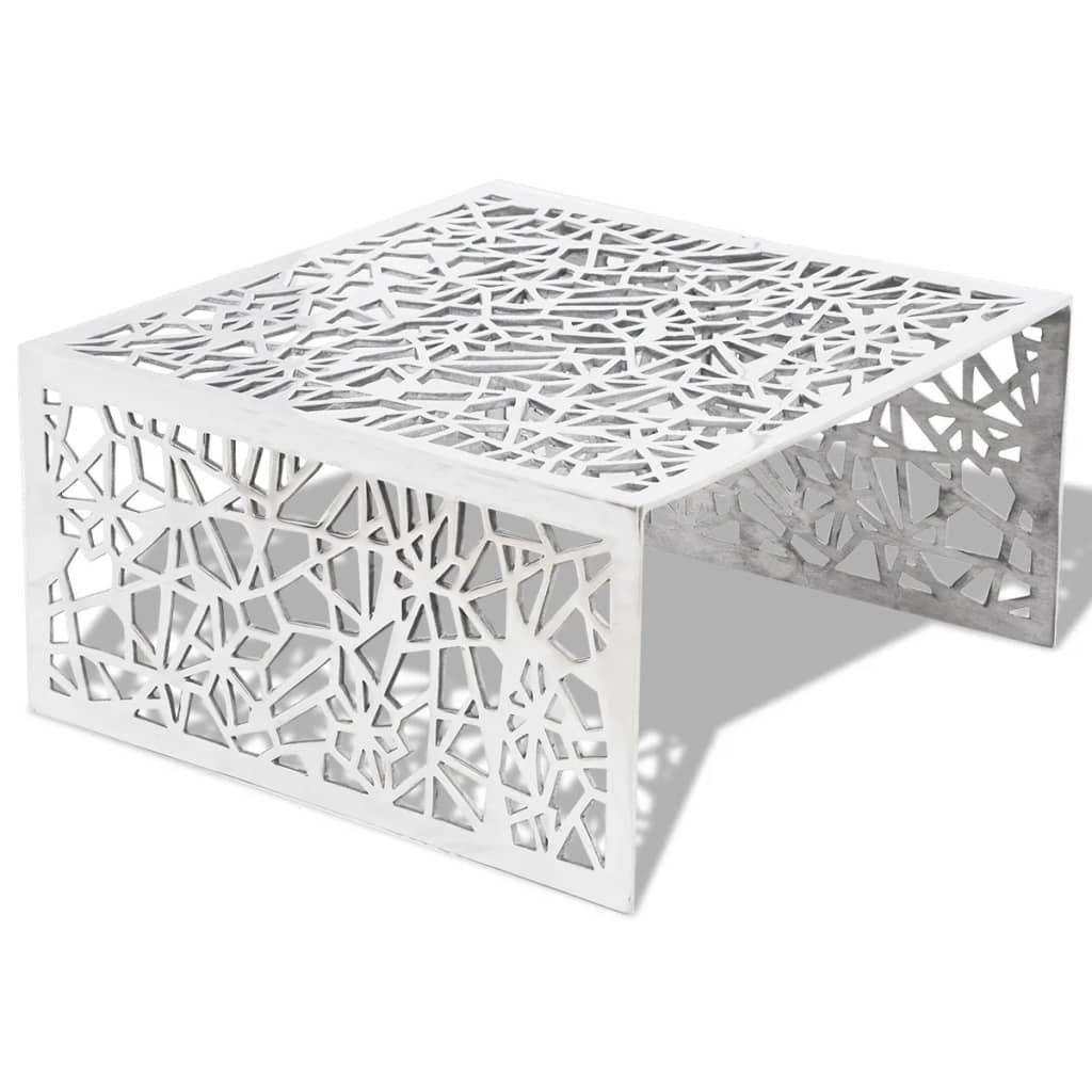 vidaXL Couchtisch Couchtisch Silbern Geometrisches Lochmuster Aluminium (1-St)