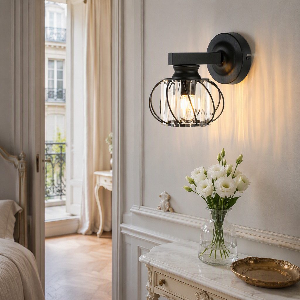 BlingBin Wandleuchte Goldene Kristall Innen,E27 Wohnzimmer Wandlampe Moderne, Gold Metall, ohne Leuchtmittel, Kristallwandleuchte für Wohnzimmer Korridor Esszim – Bild 5 von 5