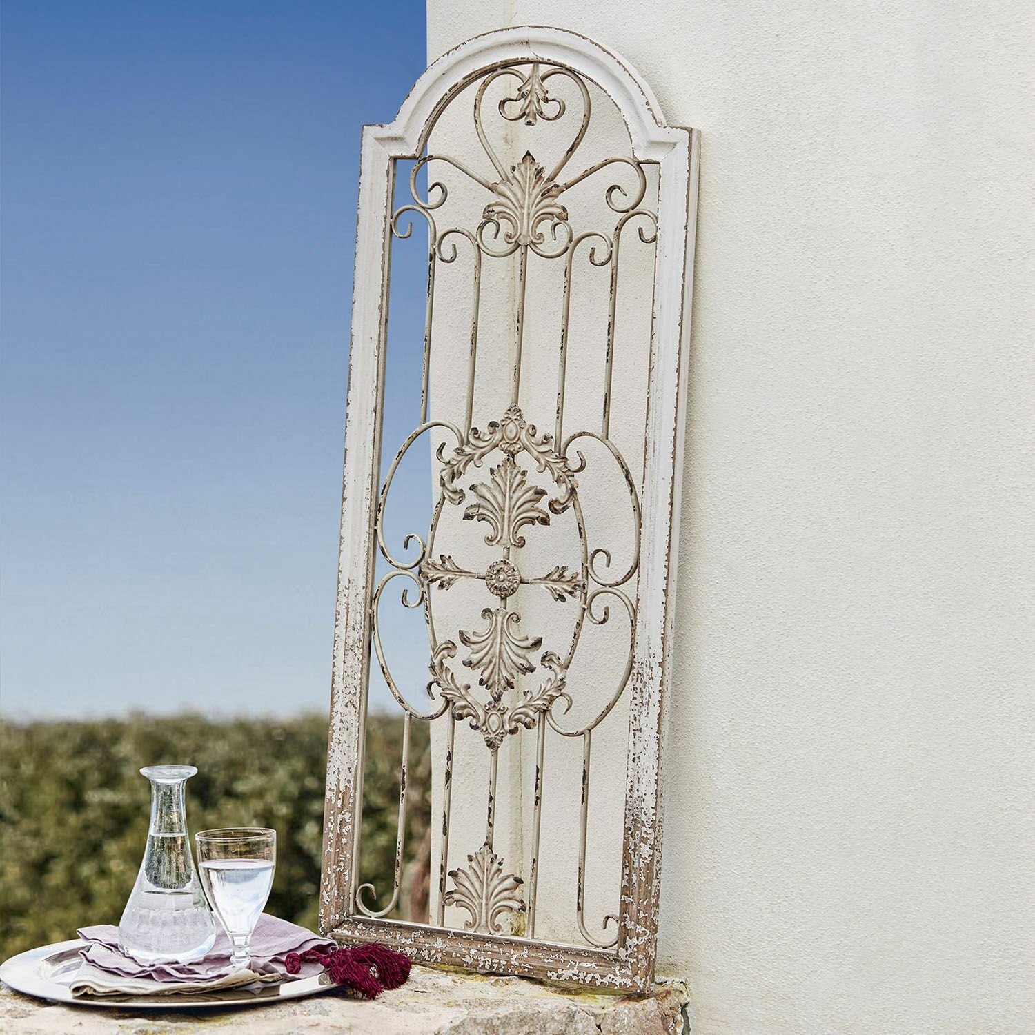 Mirabeau Paravent Deko-Paneel Hallencourt antikweiß günstig online kaufen