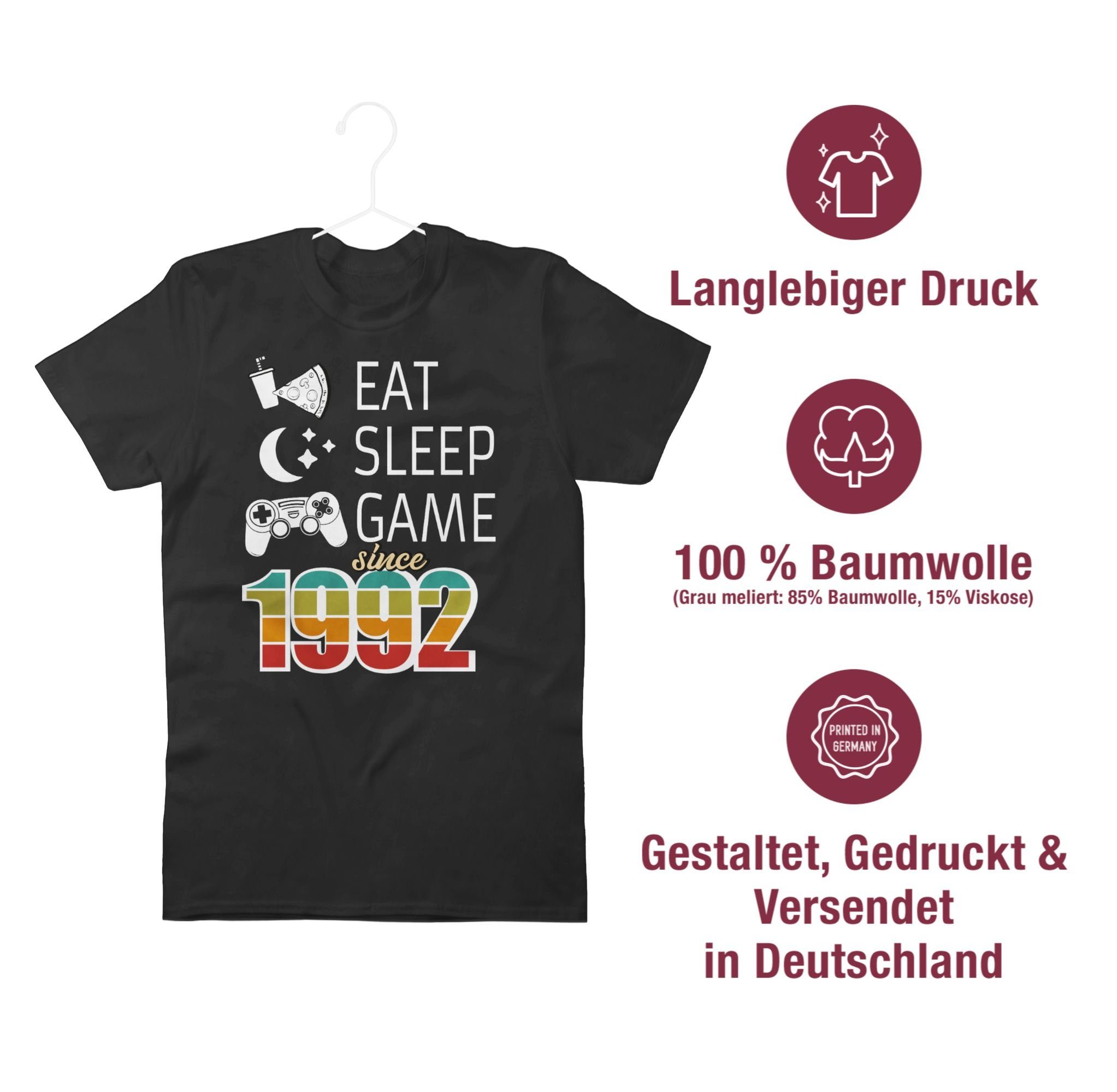 Shirtracer T-Shirt Game Eat sleep since Geburtstag 1992 Schwarz 01 30