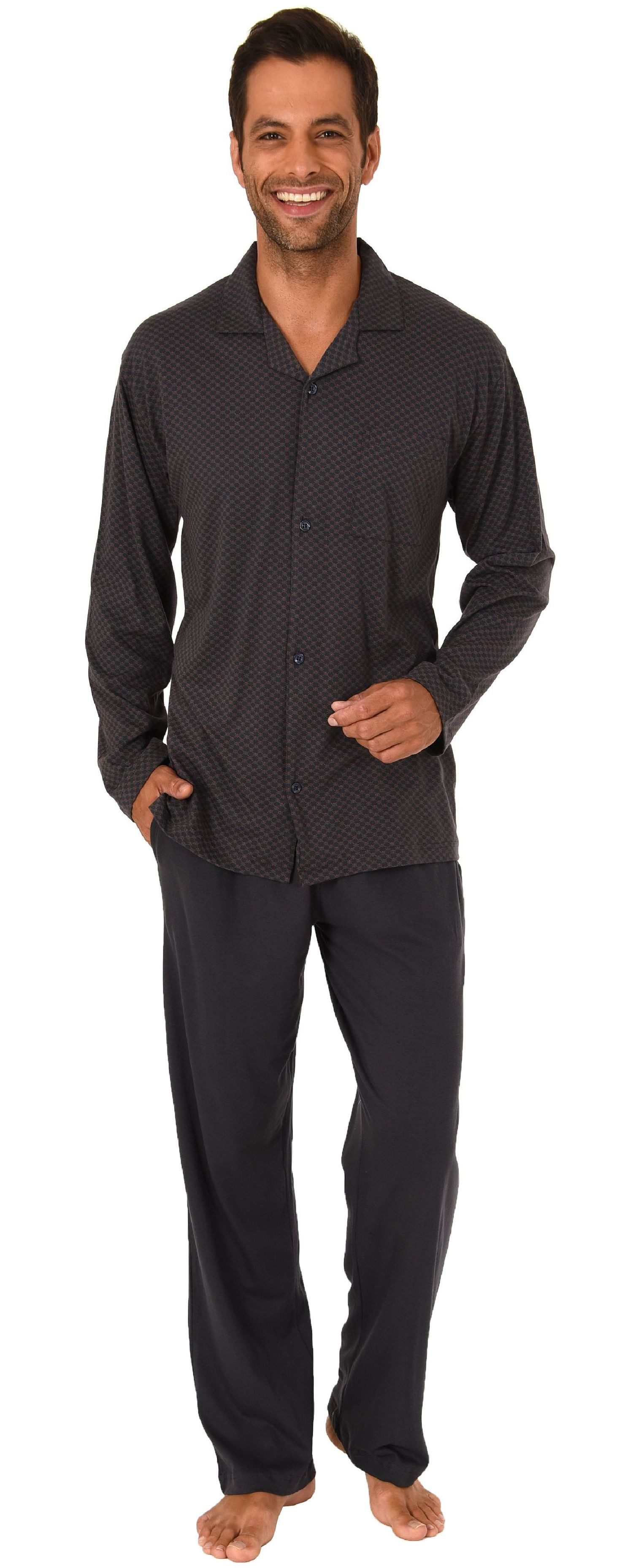 Normann Pyjama Herren Schlafanzug lang zum durchknöpfen - auch in Übergröße günstig online kaufen