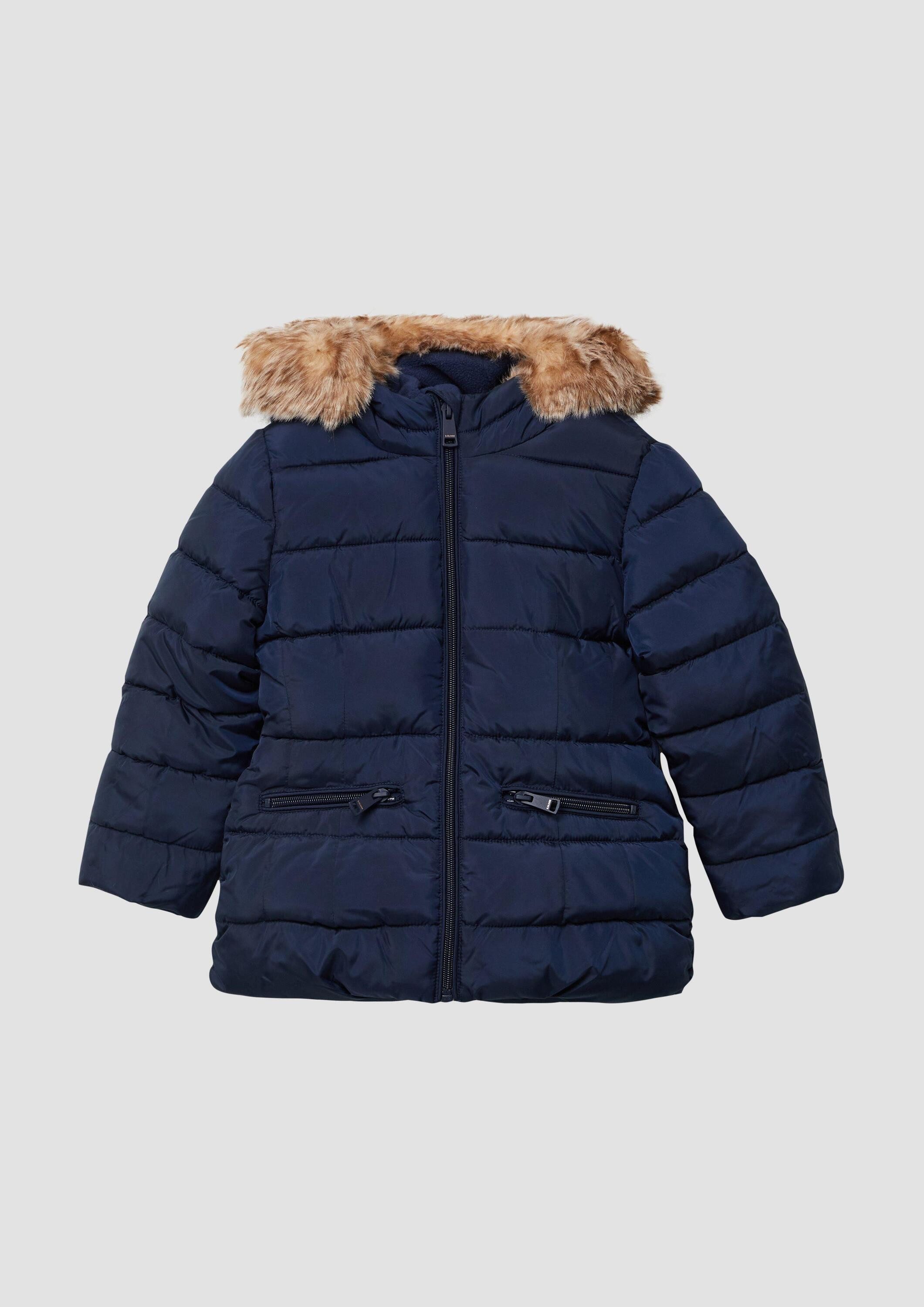 s.Oliver Winterjacke Outdoor-Jacke Steppjacke mit Kapuze und Fleece-Futter