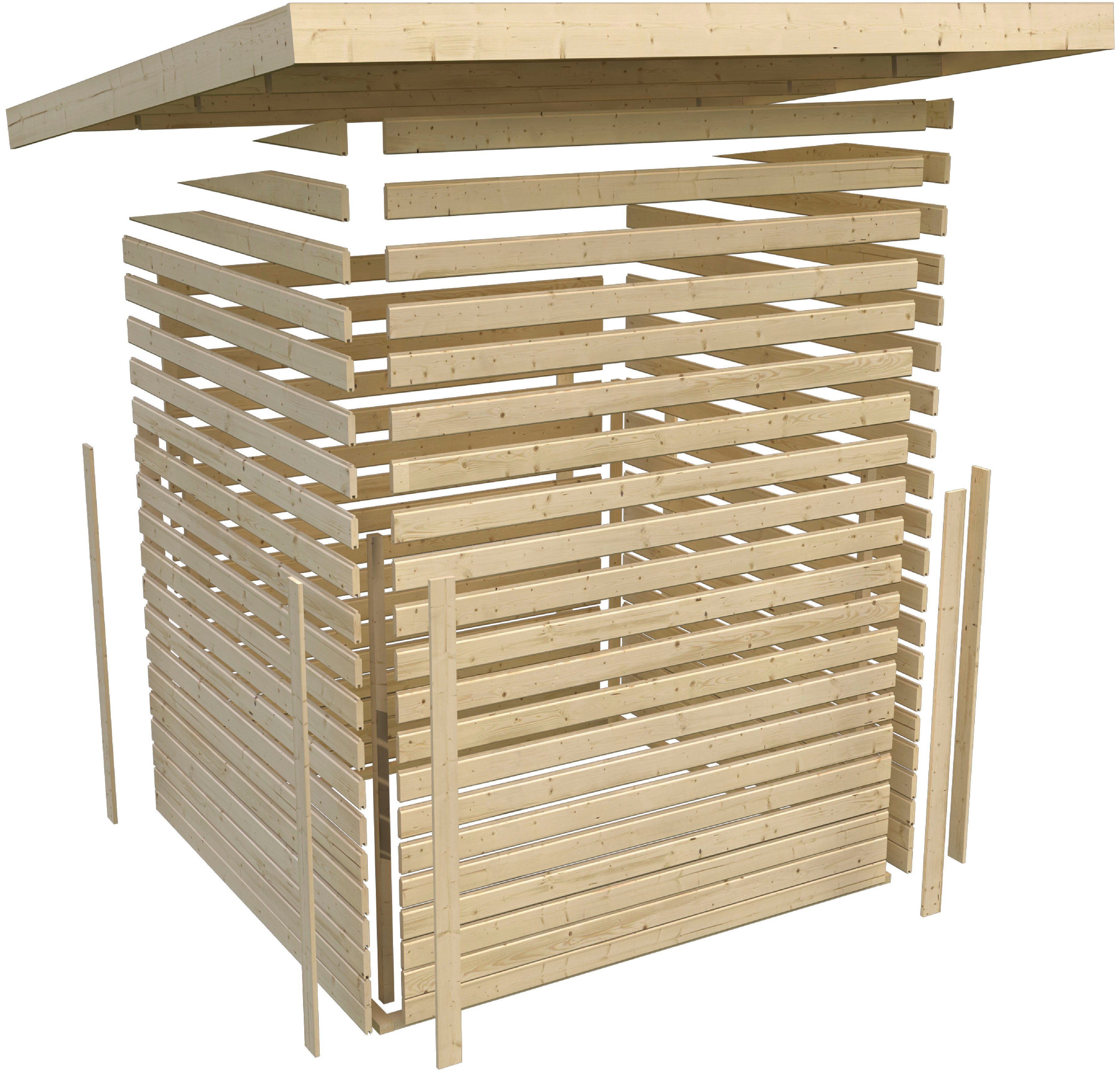 KONIFERA Gartenhaus "Sandstedt 5" terragrau, BxT: 330x282 cm, aus hochwertiger nordischer Fichte