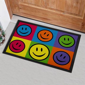 Fußmatte Emoticons - Smiley, Colour Blocking, Warhol Style Pop Art, 1art1, Höhe: 5 mm
