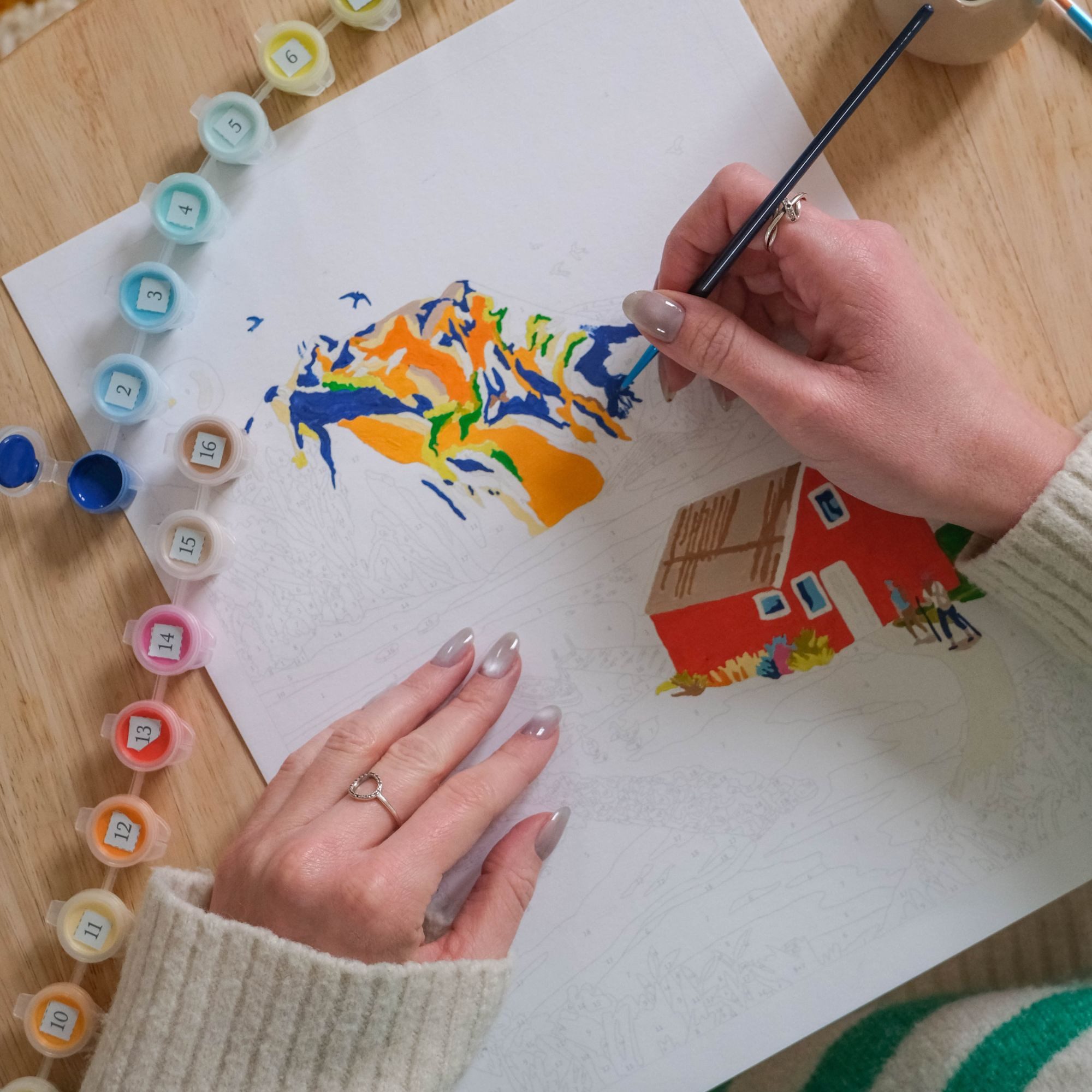 La Petite Epicerie Malen nach Zahlen Set Kinder & Erwachsene Kreatives Malen mit Pinsel und Farben