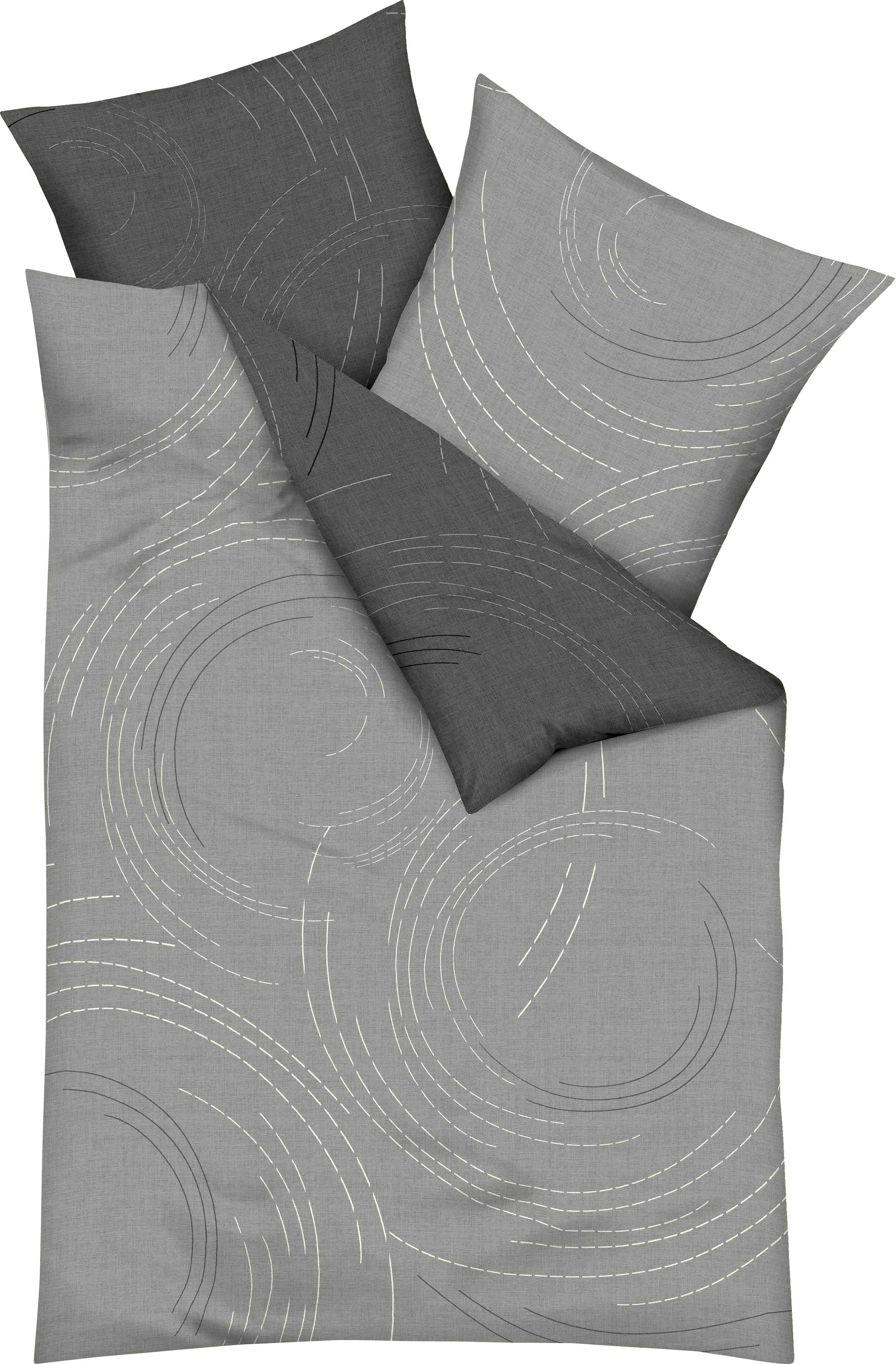 Kaeppel Wendebettwäsche JARO 100% Baumwolle, Mako-Satin, 2 teilig, mit Markenreißverschluss, zeitloses Design, pflegeleicht