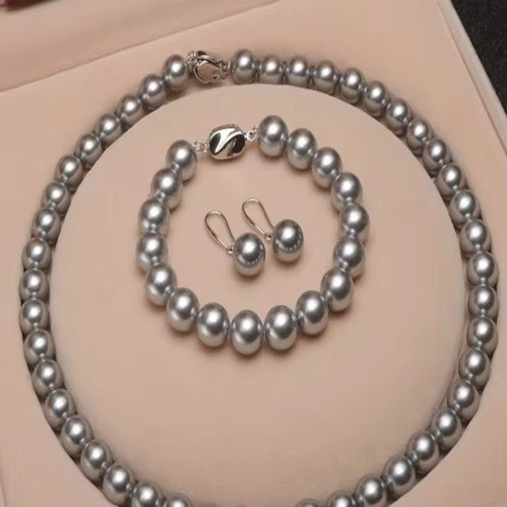 ROUGEMONT Perlenketten-Set Damen Perlenkette Halskette +Ohrringe + Armband 925 Sterling Silber