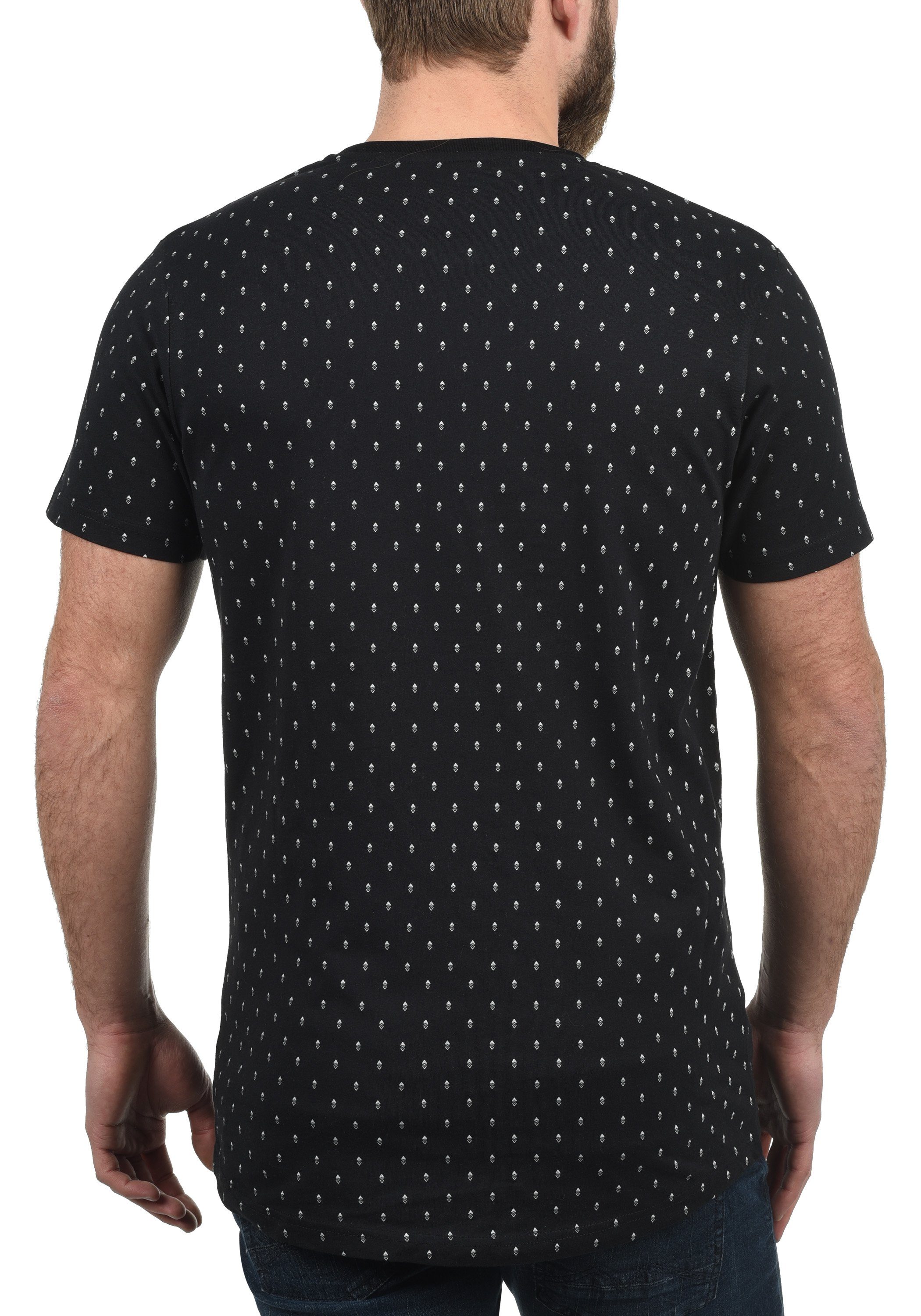 Print !Solid All-Over Rundhalsshirt Black mit SDAaron Kurzarmshirt (9000)