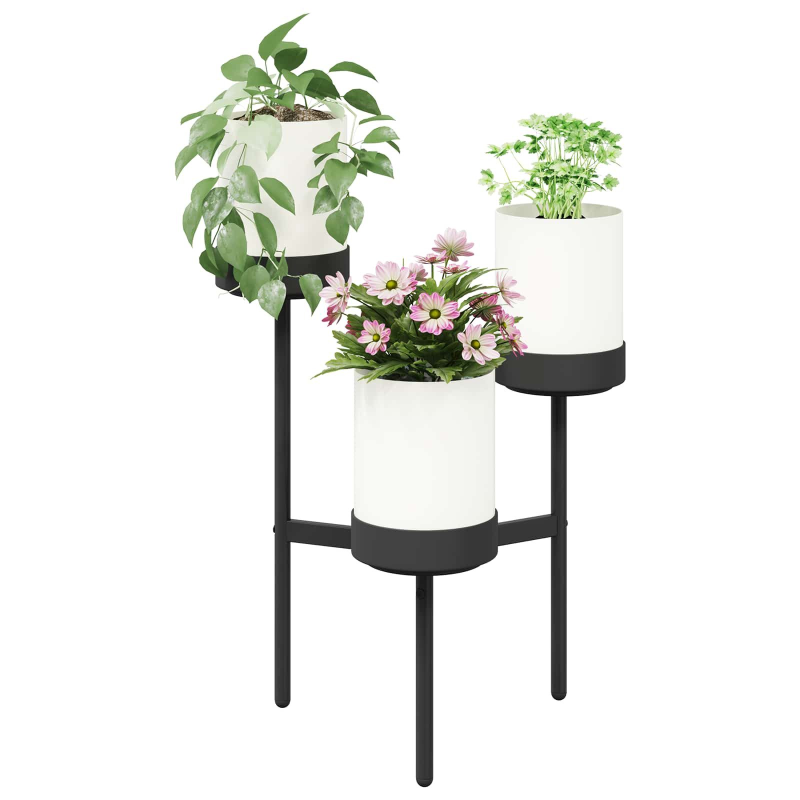 vidaXL Terrassendielen Blumenständer Weiß 54 x 49 x 81 cm PP und Stahl, BxL: je 49x54 cm, (1-St)