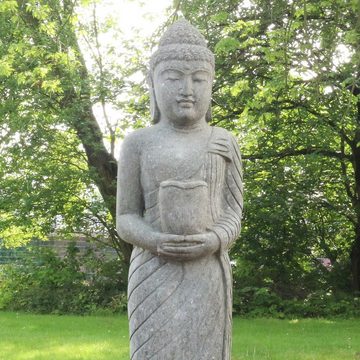 Oriental Galerie Dekofigur Buddha Figur stehend Steinfigur Greenstone Massiv Bowl 175 cm (1 St)