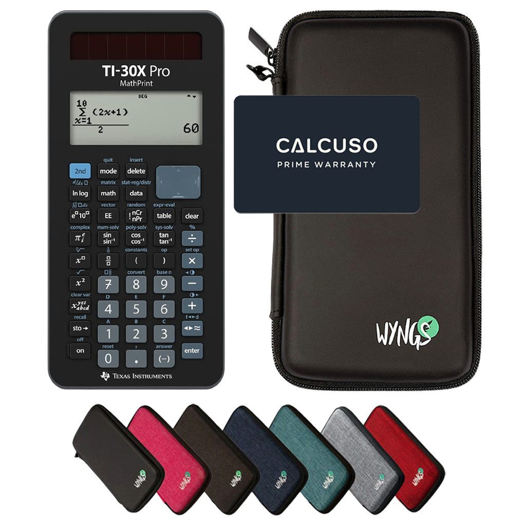 Texas Instruments Taschenrechner TI-30X Pro MathPrint inkl. WYNGS Schutztasche Schwarz