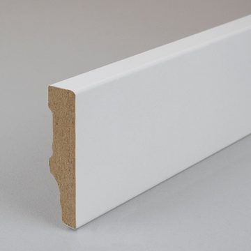 PROVISTON Sockelleiste MDF, 10 x 40 x 2500 mm, Weiß, Fußleiste, MDF foliert