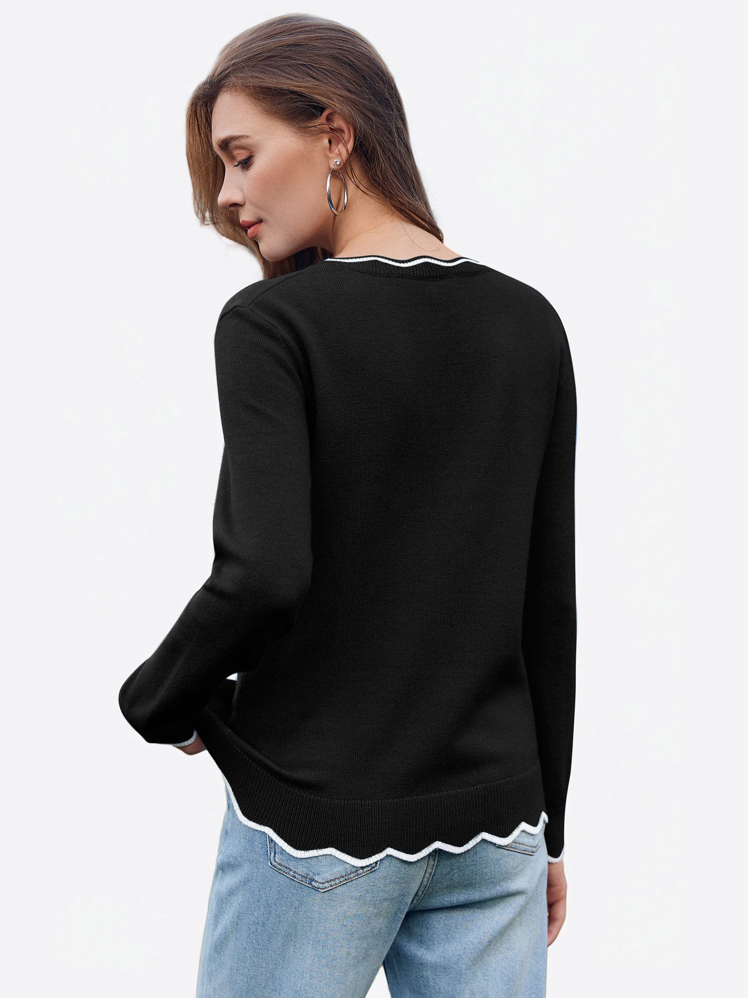 Imily Bela Sweater Damen Pullover mit V-Ausschnitt und 1/4-Reißverschluss ( günstig online kaufen