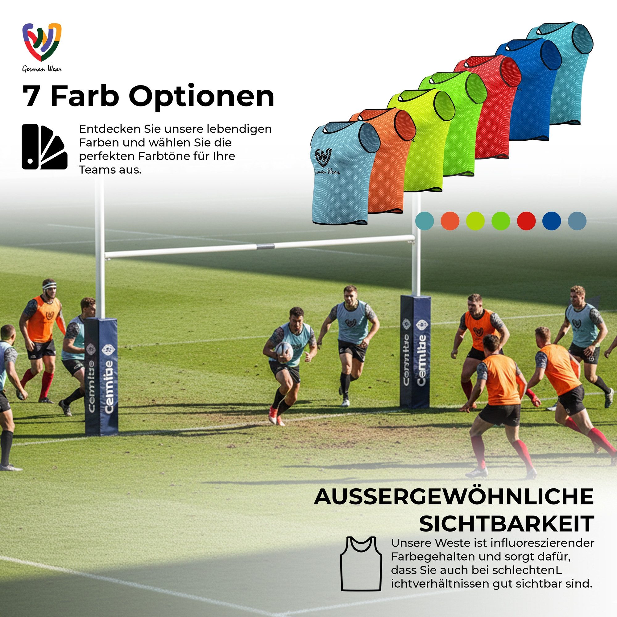 German Wear Trainingsleibchen GWLB01 12er Pack (Spar-Set, 12er-Pack) 12x German Wear Fußball Leibchen Trainingsleibchen – Bild 4 von 5