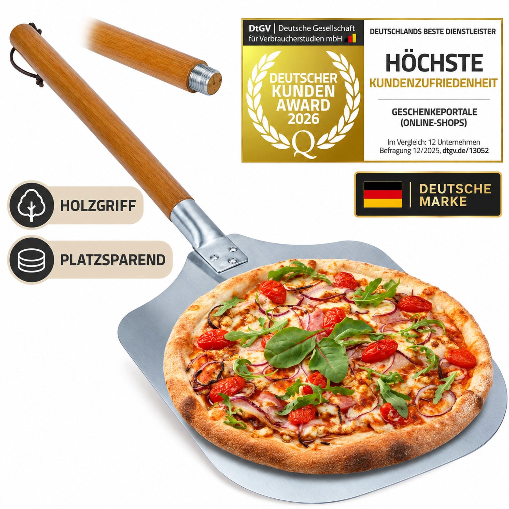 Dimono Pizzaschieber DIMONO Antihaft Pizzaschieber mit Holzgriff - Metall Pizzaheber, XXL