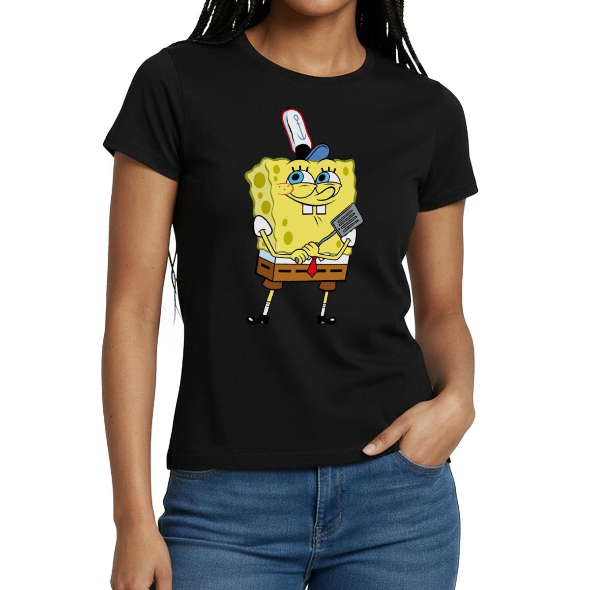 T-Shirt SpongeBob Schwammkopf Burger Braten Frauen T-Shirt