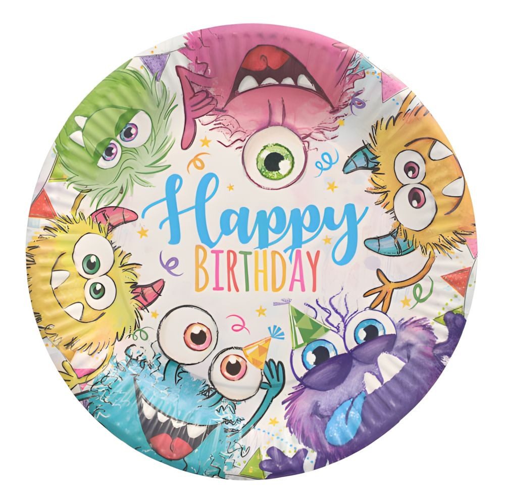 Pappteller Teller, Pappe rund Ø 23 cm Funny Monsters 200 Stk
