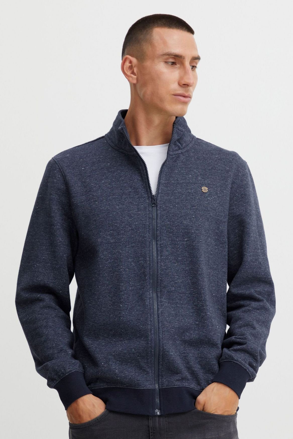 Blend Strickjacke in Full Warme Zip 4641 Sweatshirt Blau Cardigan Stehkragen
