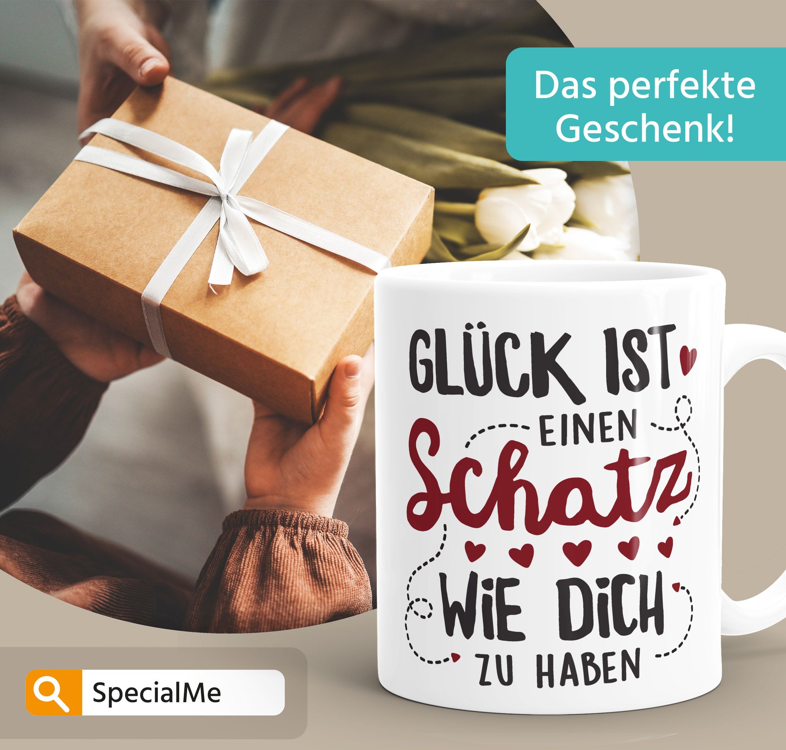 SpecialMe Tasse Kaffee-Tasse Glück ist einen Schatz wie dich zu haben Geschenk Liebe, Keramik – Bild 4 von 5