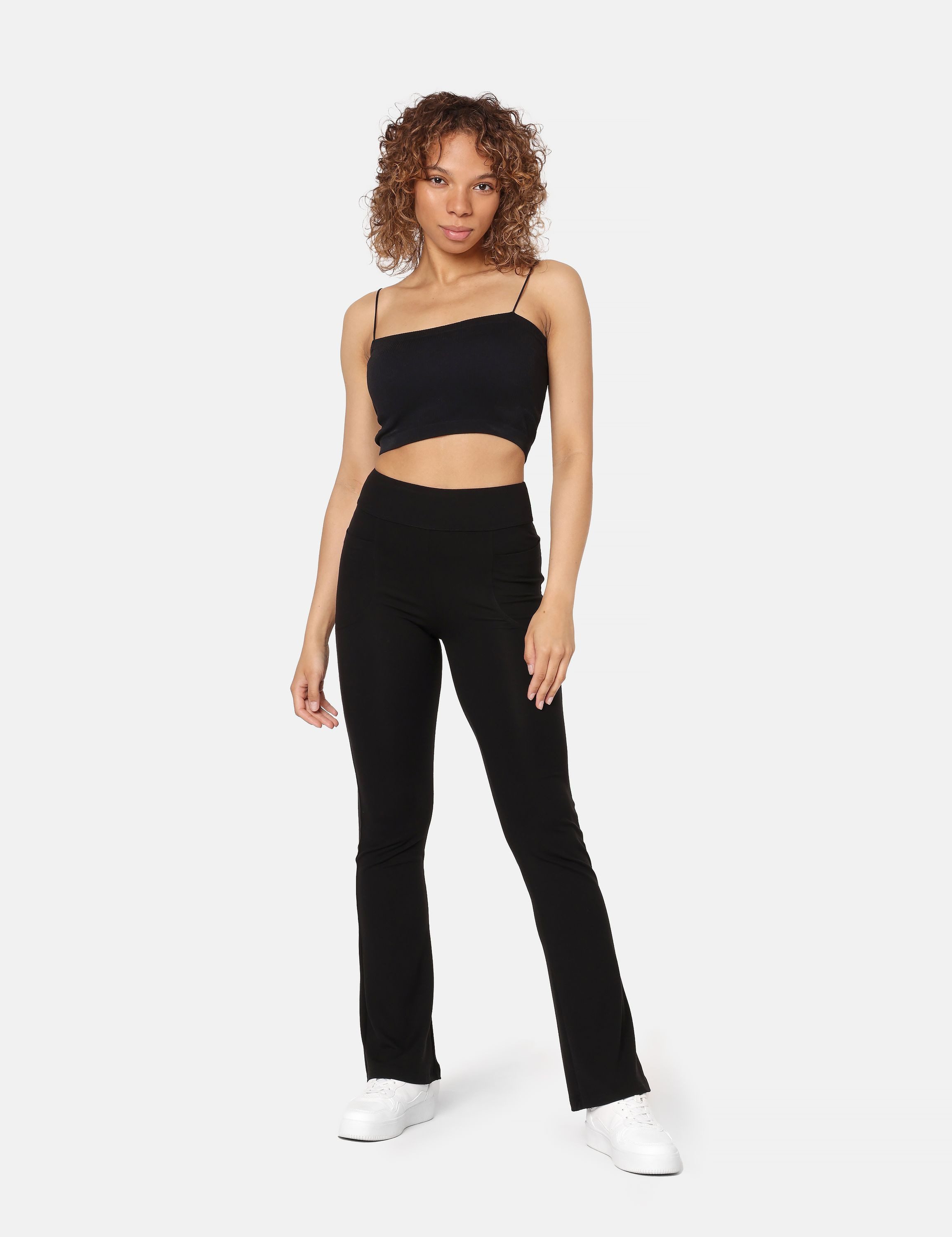 Bellivalini Leggings Damen Yogahose mit ausgestelltem Bein und Taschen BLV50-282 (1-tlg) mit Hoher Taille