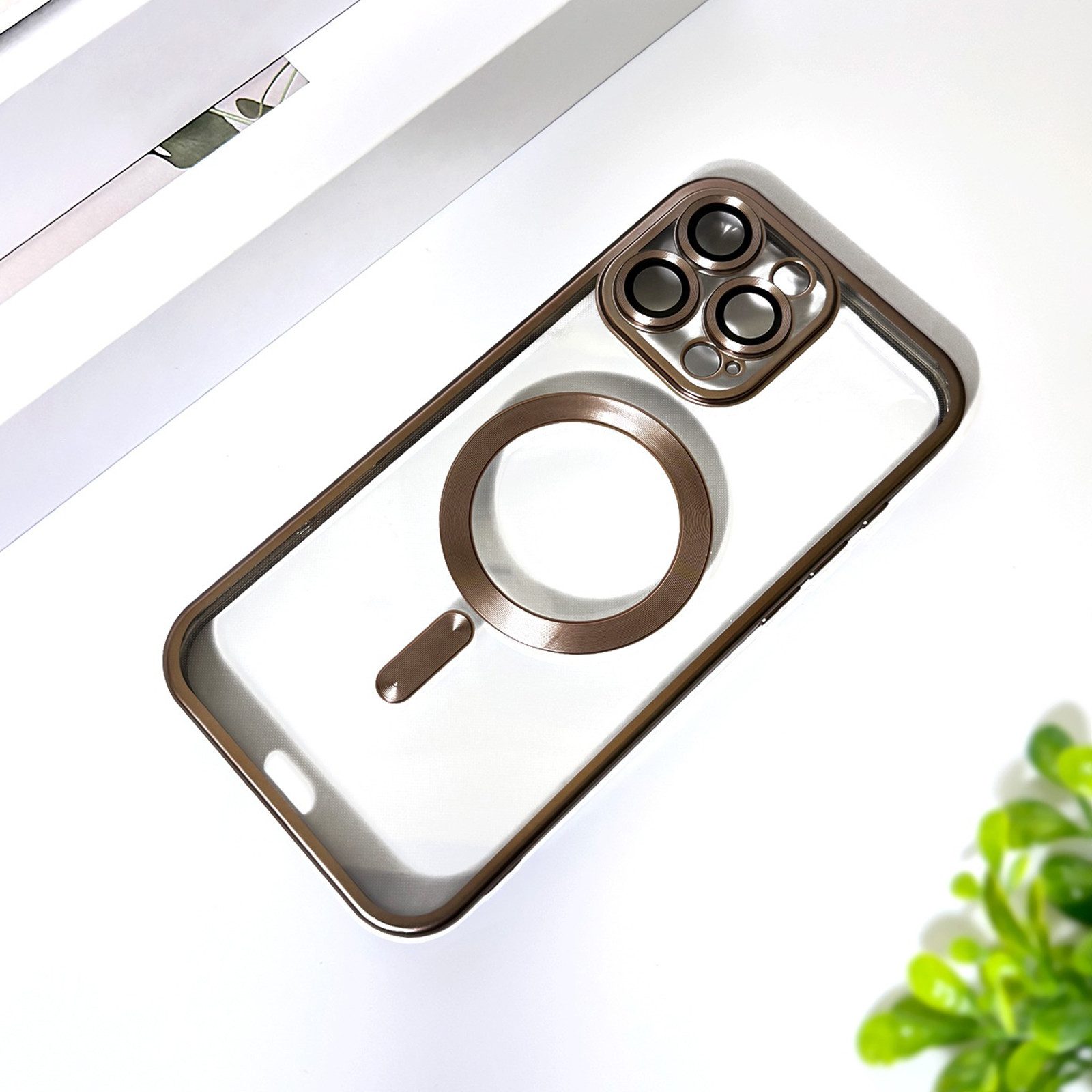 Wörleonline Handyhülle für iPhone 16 Pro / iPhone 16 Pro Max mit integriertem Kameraschutz, TPU Schutzhülle in passendem Titan-Farbton, MagSafe kompatible Hülle