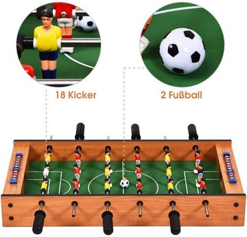 COSTWAY Mini-Tischkicker Spieltisch, 2 in 1, aus Holz, inkl Bälle