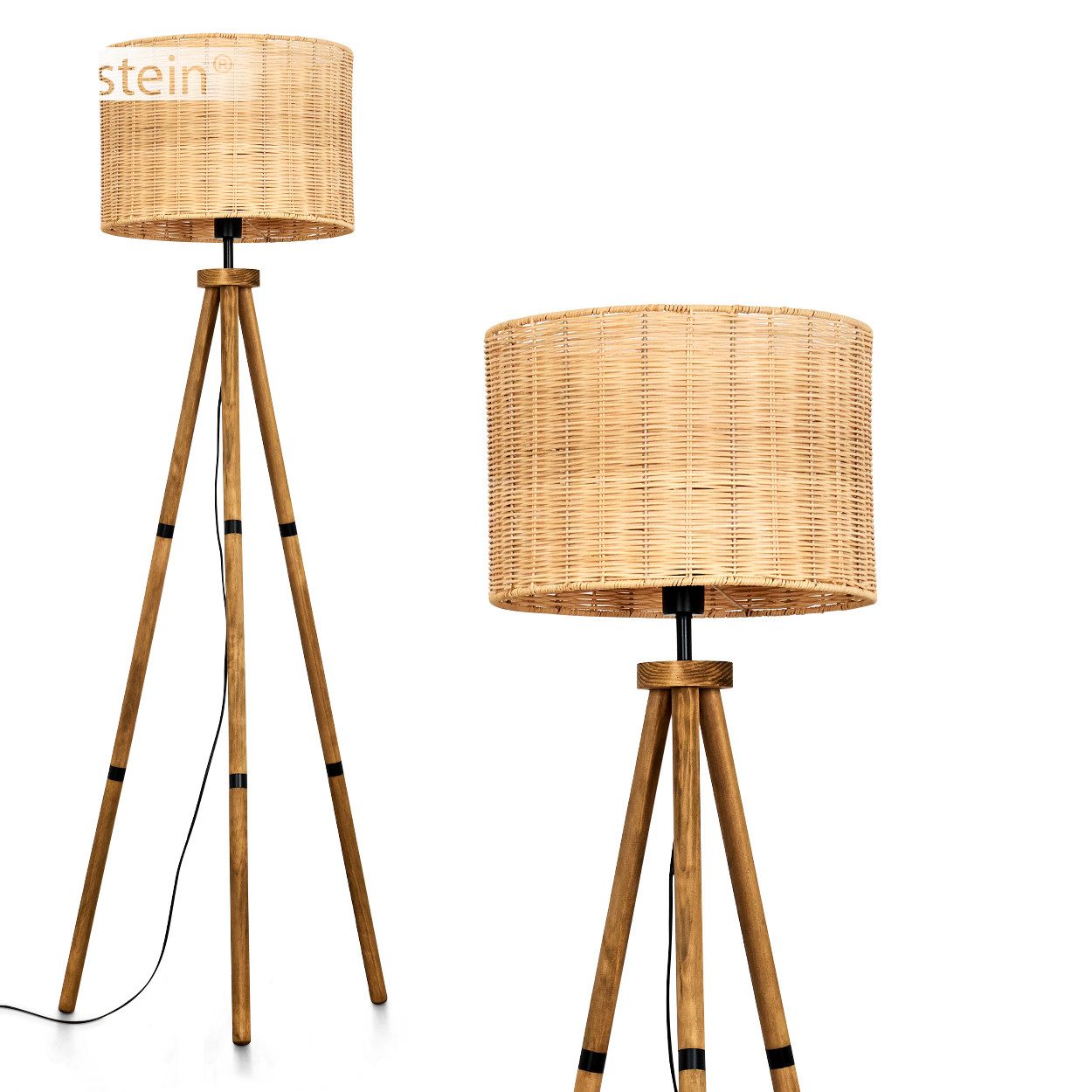 Stehlampe Stehlampe aus Holz/Korbgeflecht in Naturfarben