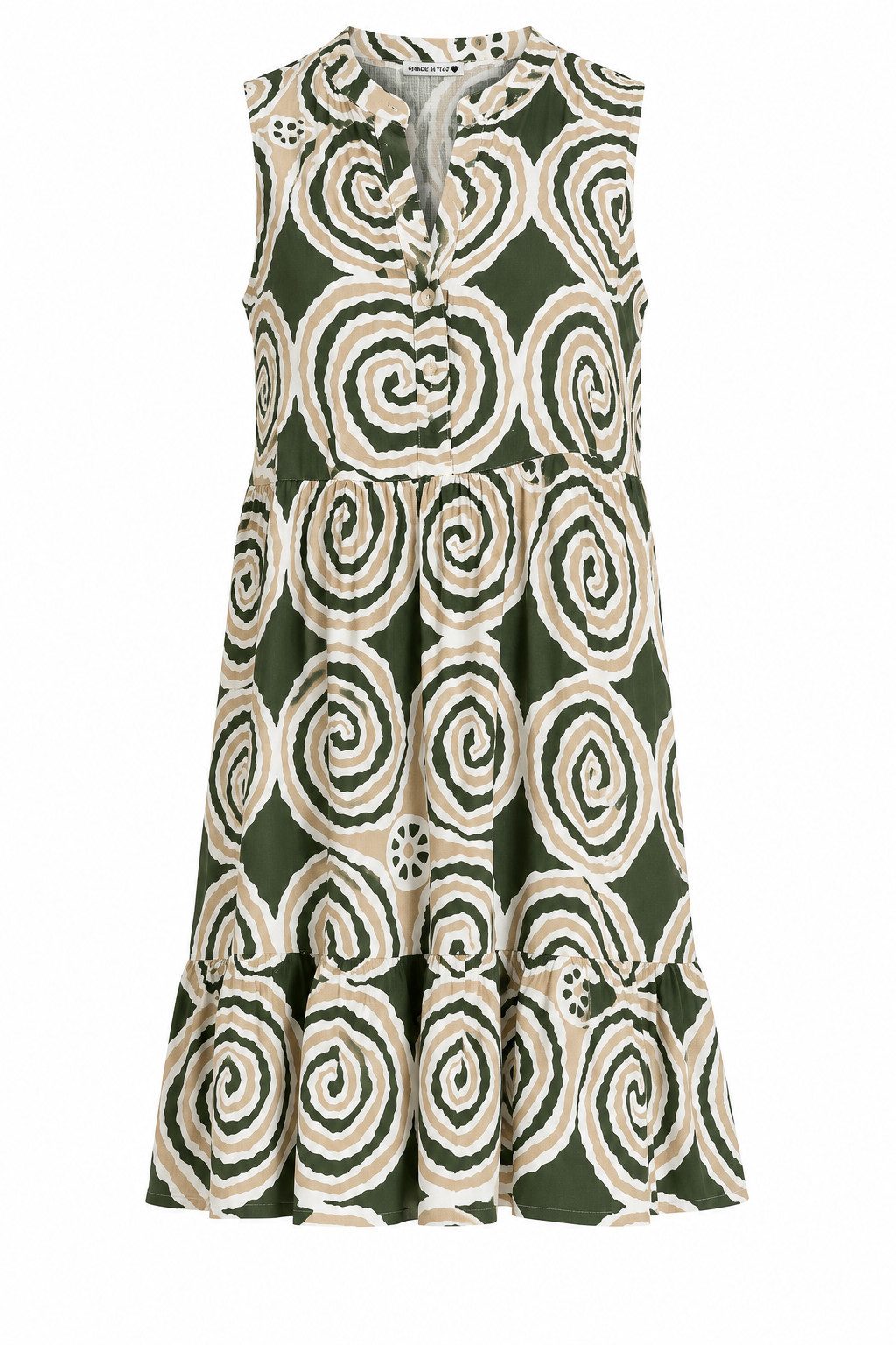 ITALY VIBES Sommerkleid - gemustertes Blusenkleid - ärmelloses Kleid Damen ONE SIZE / passend für Größe M - XL