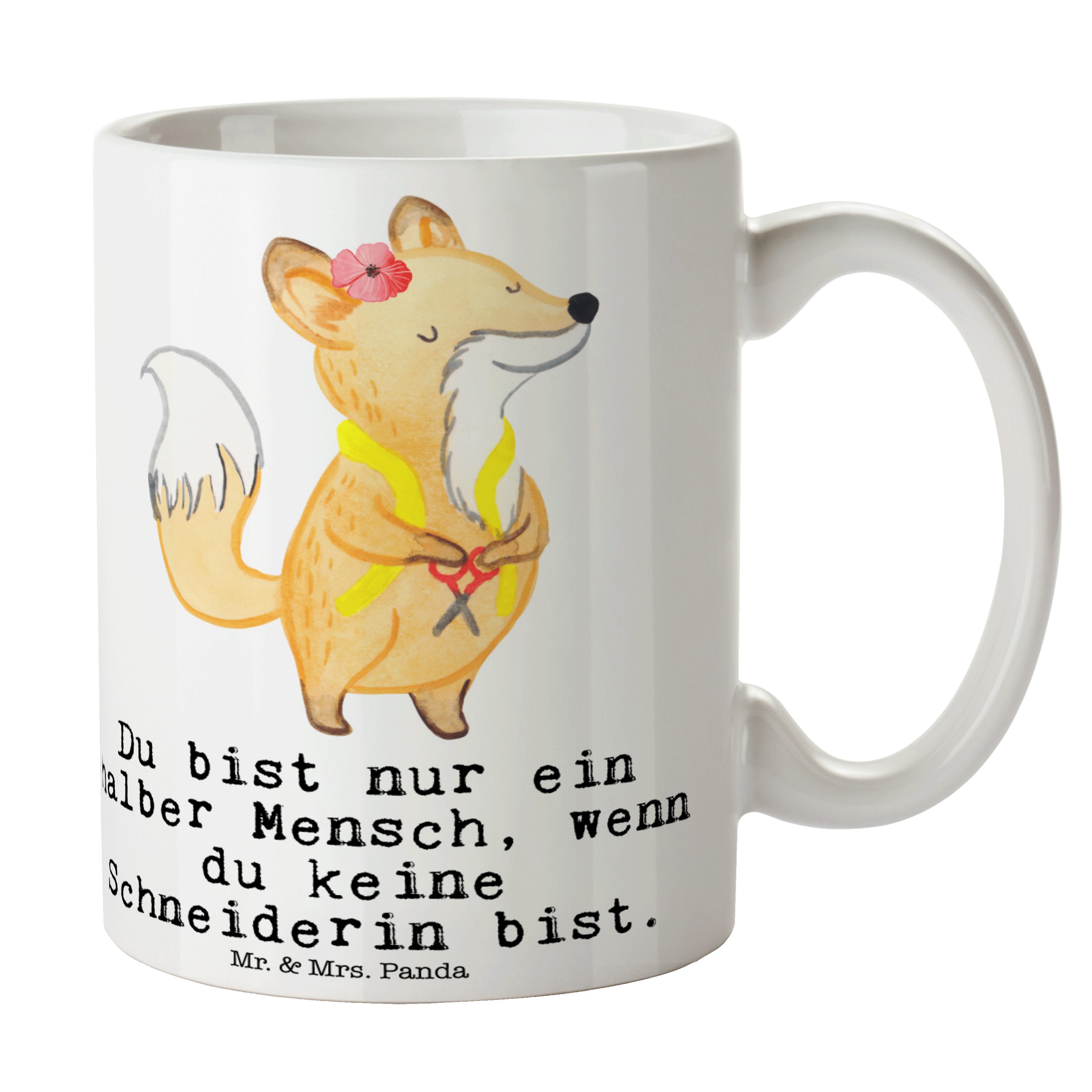 & - Tasse Keramik Teetasse, Kaffeetasse, Panda mit - Geschenk, Mrs. Herz Mr. Weiß Schneiderin Teebec,