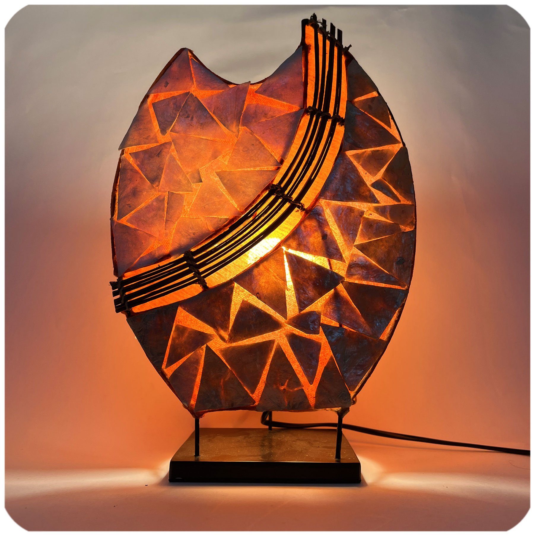 Perlmutt, Leuchtmittel, Leuchtmittel, Stehlampe Orange Bali-Design-Lampe, nach Warmweiß, Leuchte, ohne je SIMANDRA
