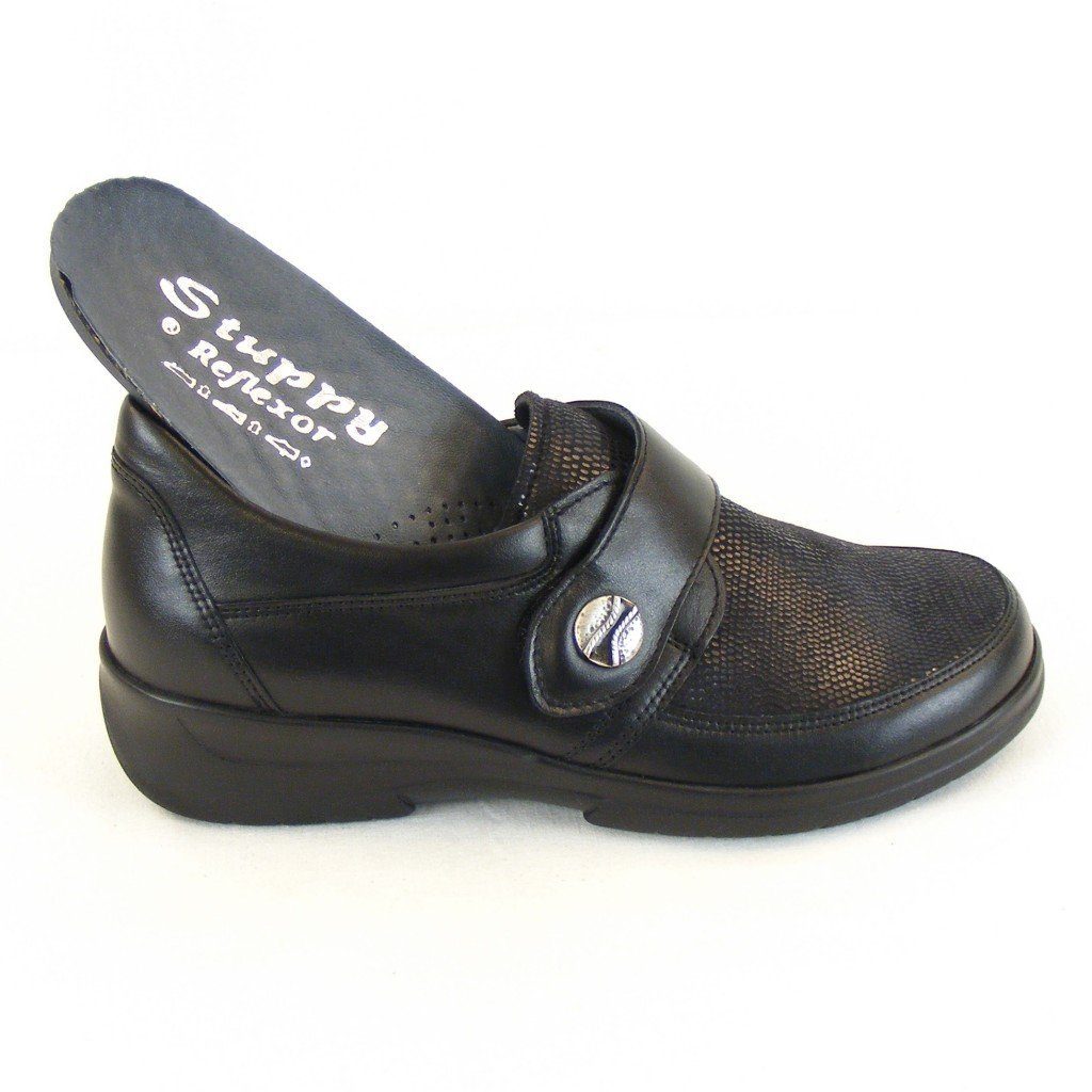 Stretch Damen Schuhe 12771 Leder Schnürschuh schwarz Fußbett Stuppy Stuppy Halbschuhe
