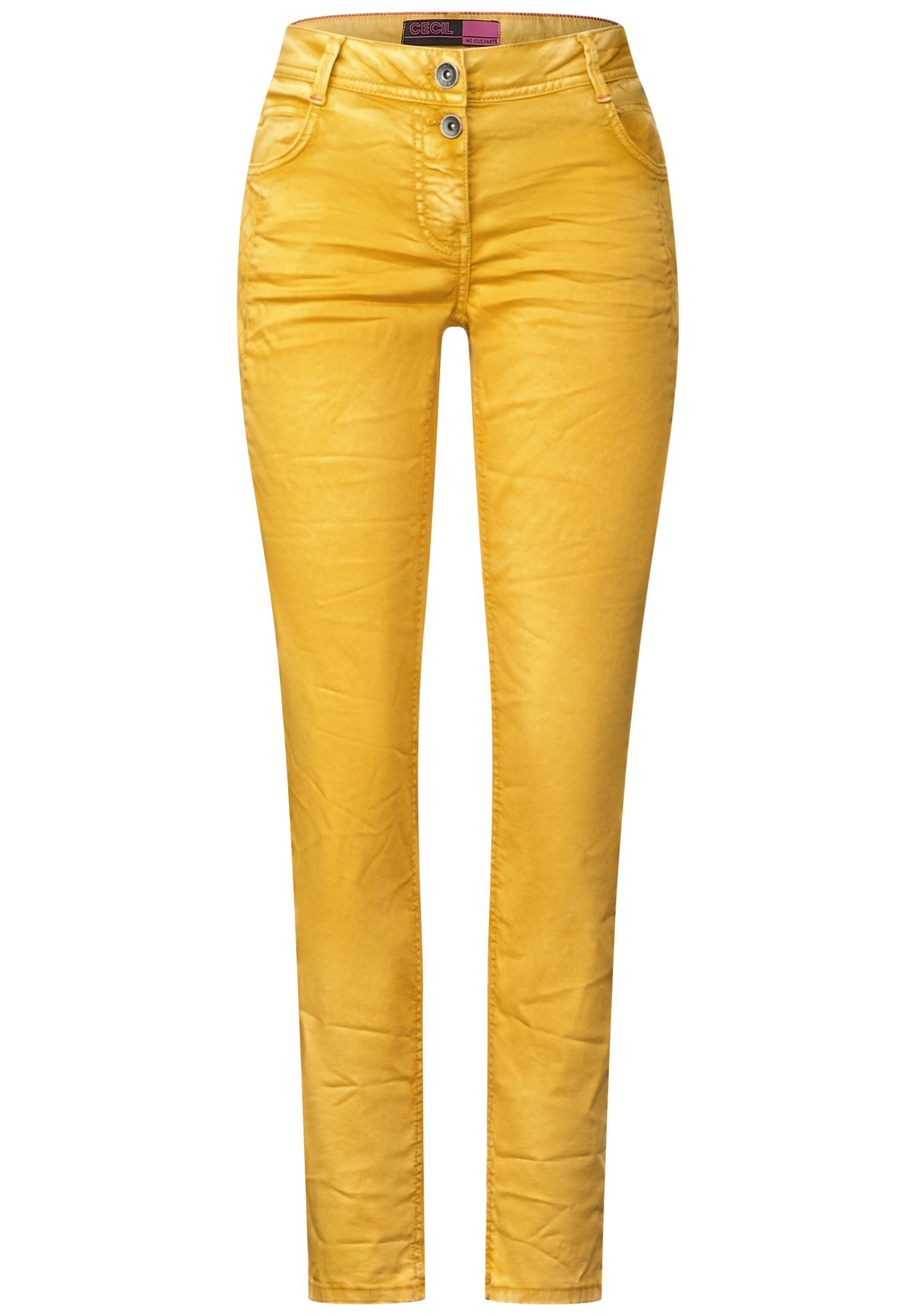 Stoffhose (1-tlg) in Taschen Cecil Cecil Curry Damenhose Yellow Fit Loose