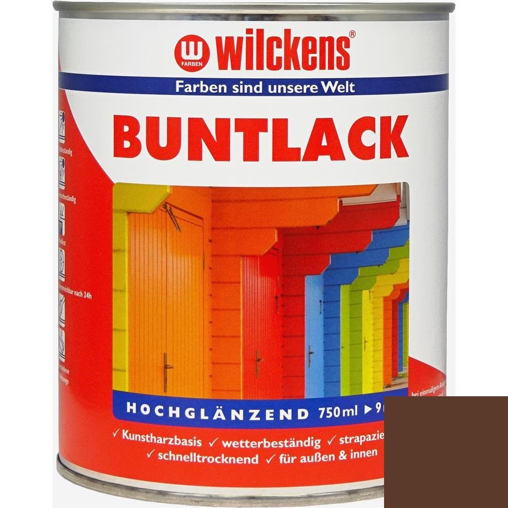 Wilckens Farben Kunstharzlack Buntlack Lack, hochglänzend, Nussbraun RAL 8011, 750 ml