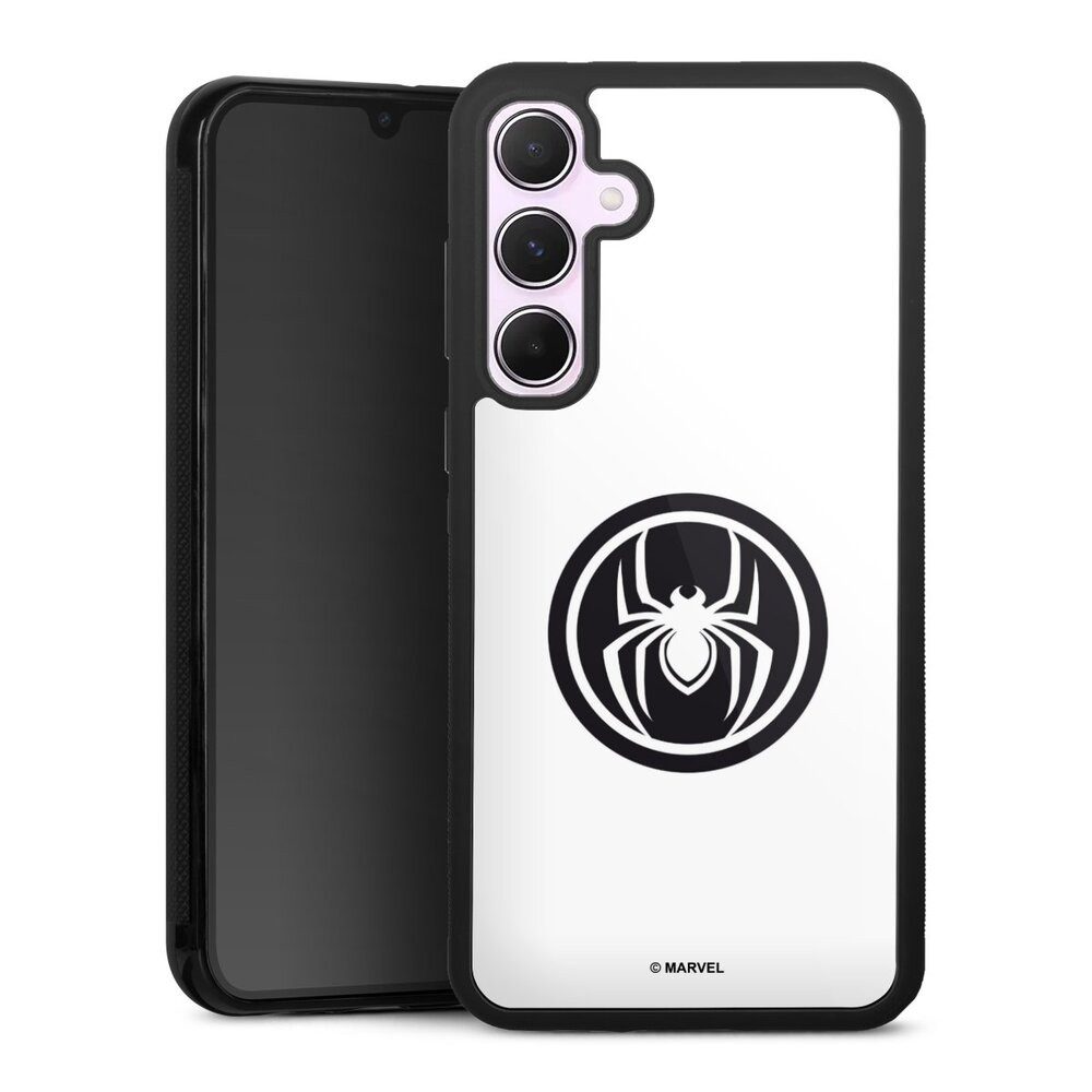 DeinDesign Handyhülle Spider-Man Marvel Logo Spider-Man Spider Logo White, Samsung Galaxy A55 5G Gallery Case Glas Hülle