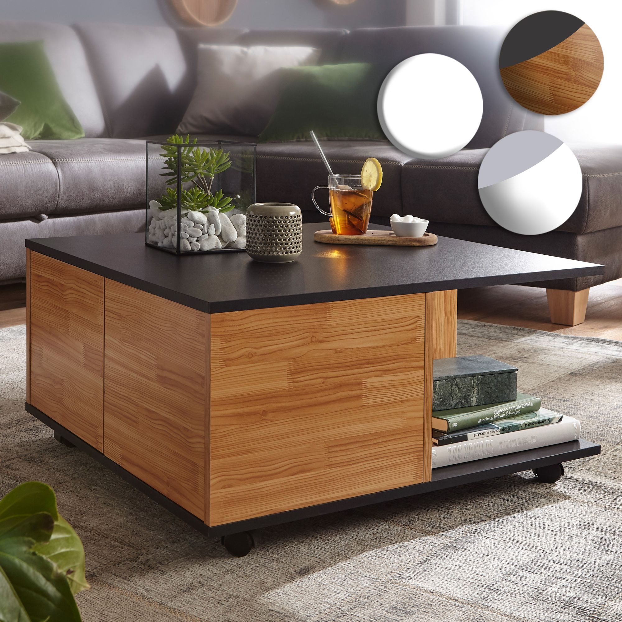 FINEBUY Couchtisch SuVa19126_1 (70x70 cm Zementgrau günstig online kaufen