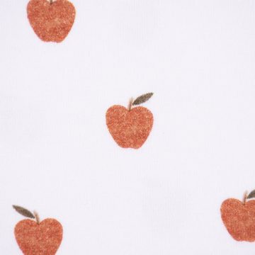 SCHÖNER LEBEN. Stoff Baumwolljersey Organic Bio Digitaldruck Aquarell Apfel weiß braun 1,4m, allergikergeeignet