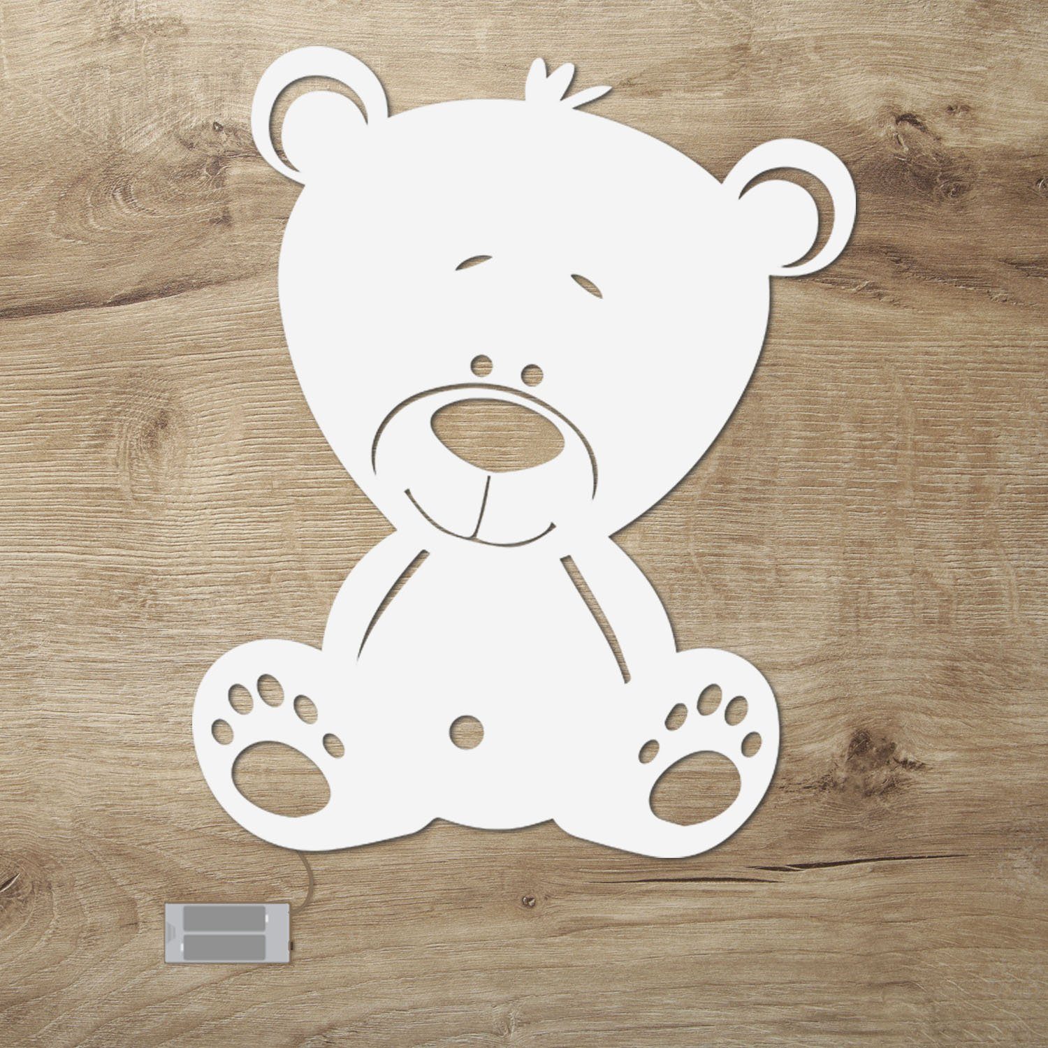 Namofactur LED Nachtlicht Teddy Bär - Schlaflicht mit Bären Motiv für Kleinkinder, Ohne Zugschalter/Stern, LED fest integriert, Warmweiß, Wanddekoobjekt Kinderzimmer Leuchte batteriebetrieben
