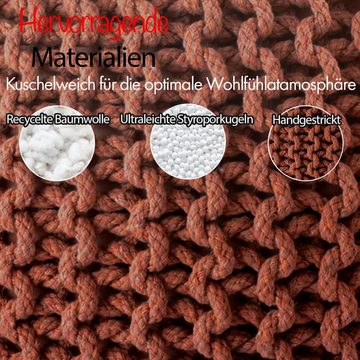 ELYFLAIR Pouf ELYFLAIR® Handgestrickter Pouf aus 100% recyceltem Material, Handgefertigt, 100% recycelte Baumwolle