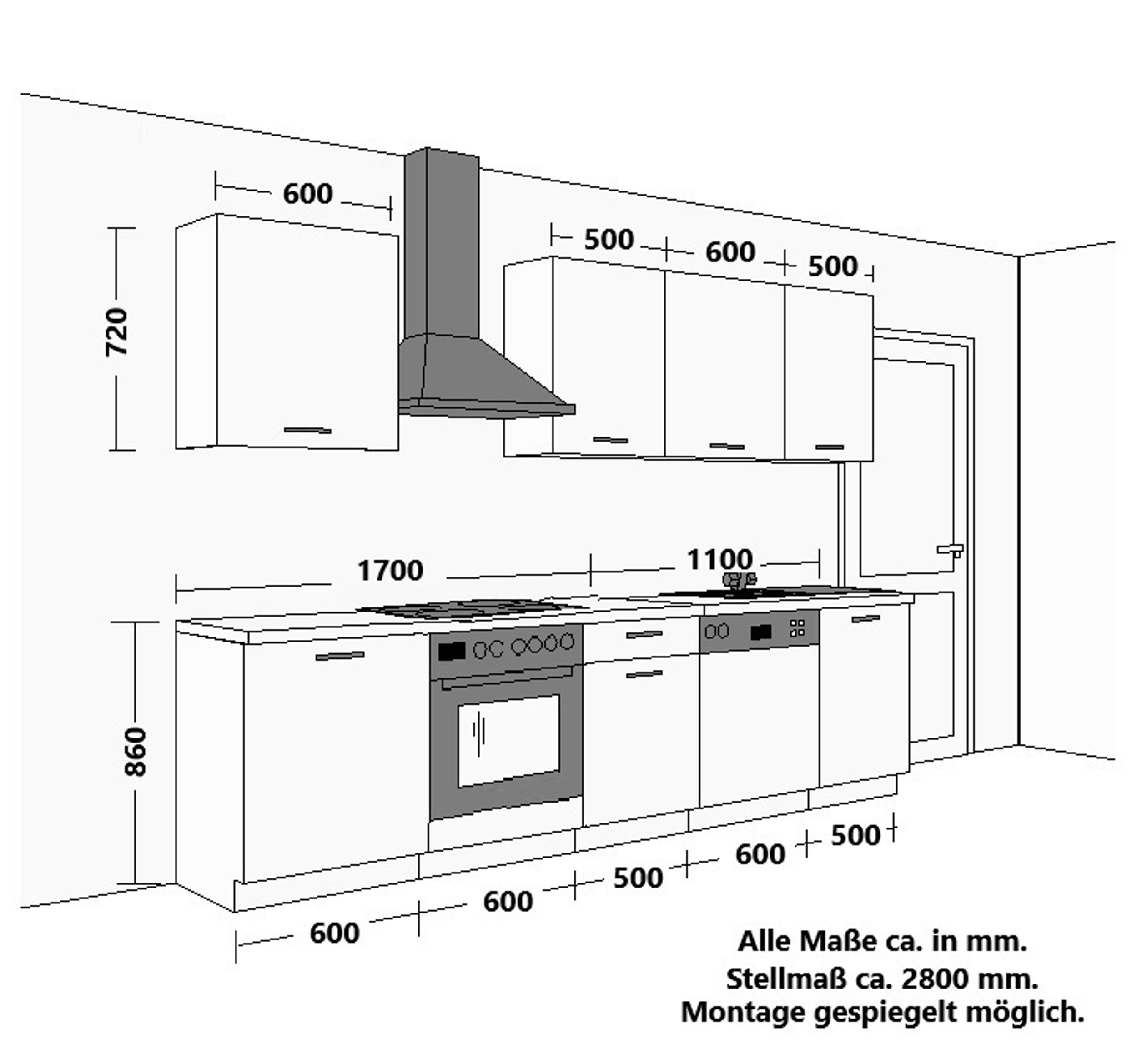 Kitchen Price Bomb: SIENA BASIC 280 cm Kitchen Unit, Fitted Kitchen, Matte Black